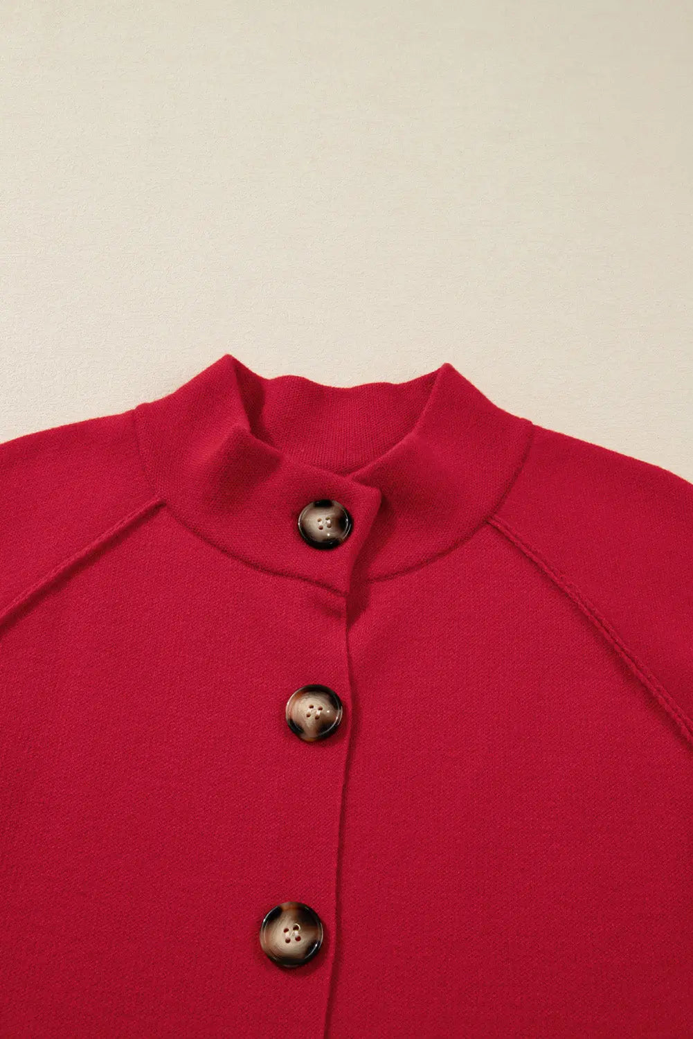 Fiery Red Collared Button Front Wrapped Cardigan Jacket Dear-Lover Dropshipping