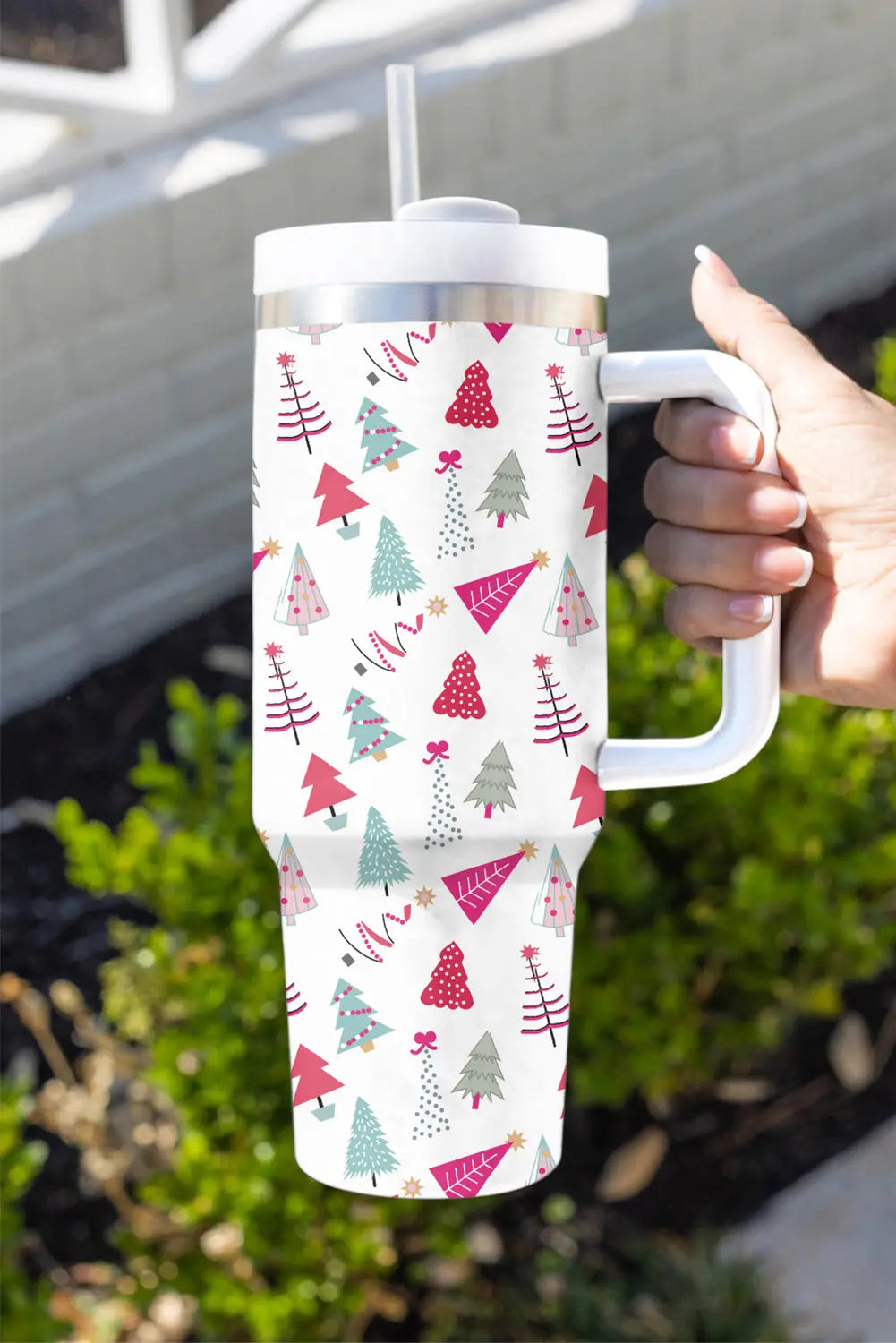 White Cartoon Christmas Tree Printed Thermos Cup 40oz Dear-Lover Dropshipping