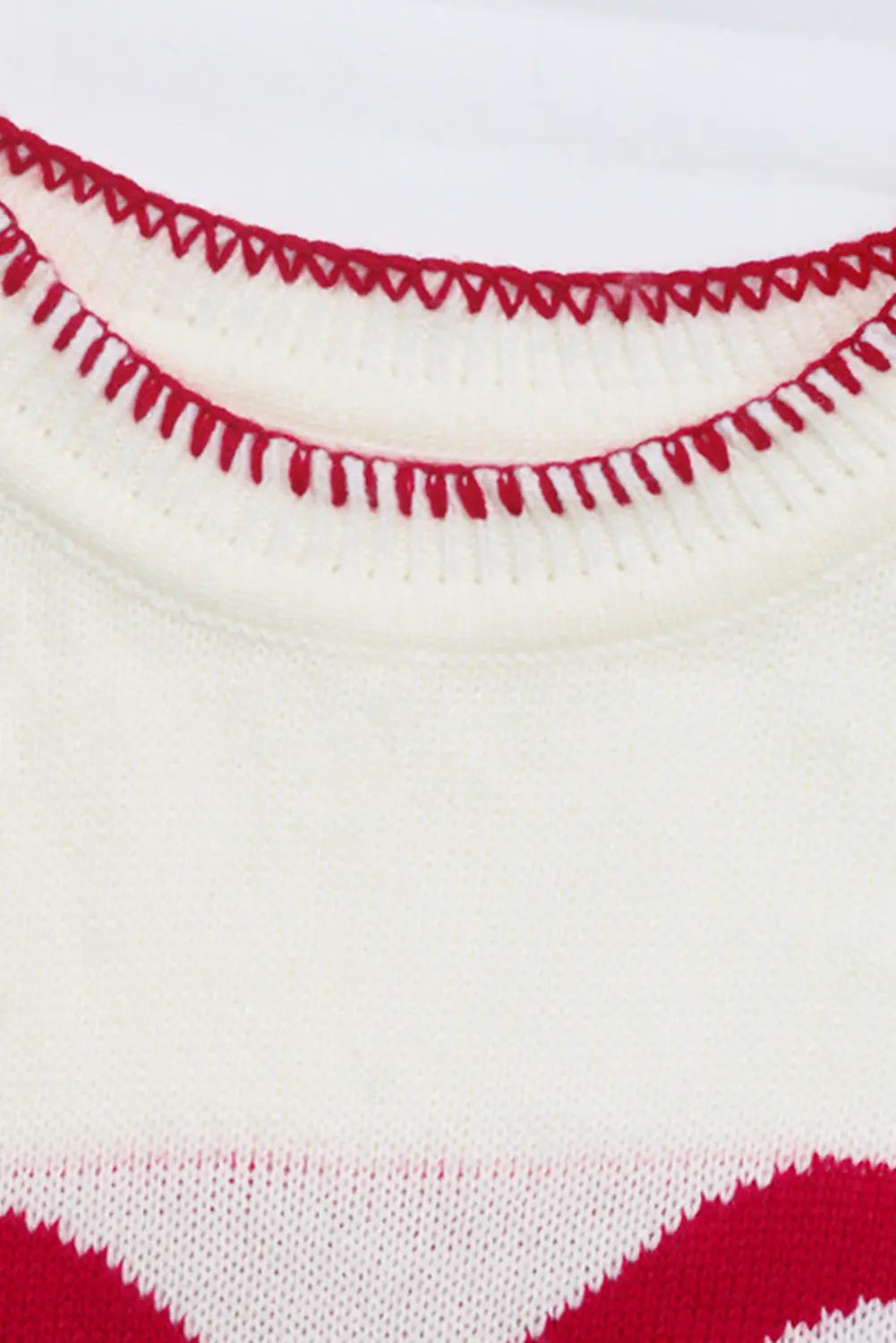 White Bow Pattern Contrast Trim Christmas Loose Graphic Sweater Dear-Lover Dropshipping