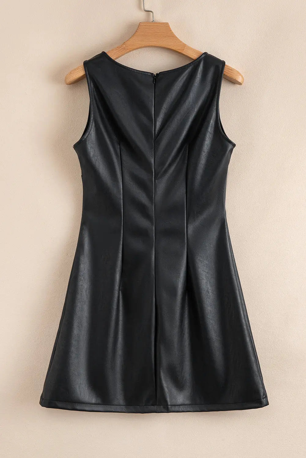 Black Vegan Leather Sleeveless Mini Dress Dear-Lover Dropshipping