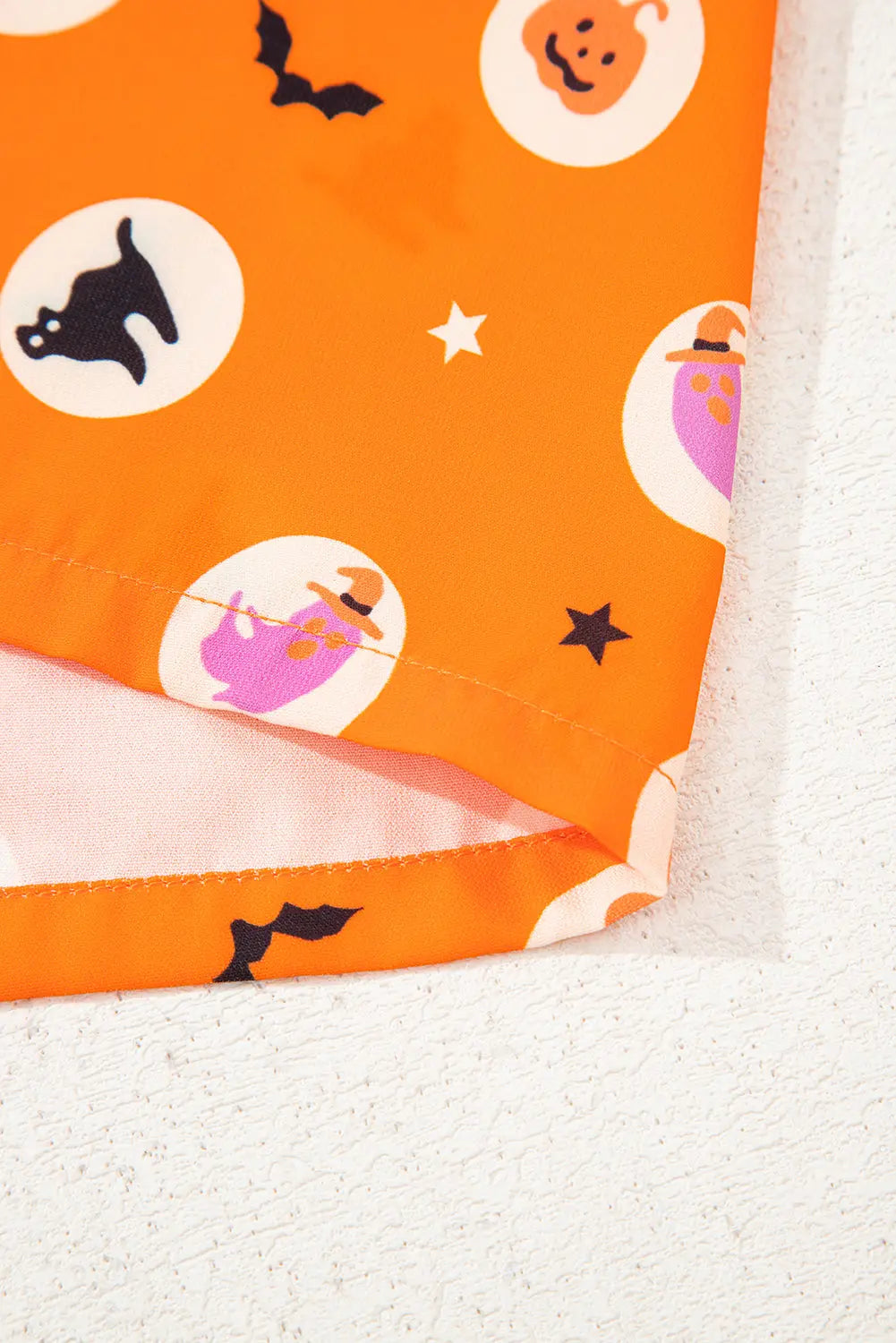 Orange Halloween Print Lapel Shirt Long 2pcs Pajama Set Dear-Lover Dropshipping