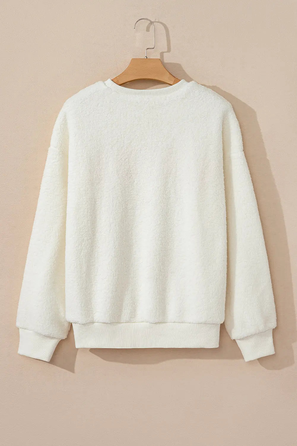 Beige Sherpa HOWDY Patched Pullover Sweatshirt Dear-Lover Dropshipping