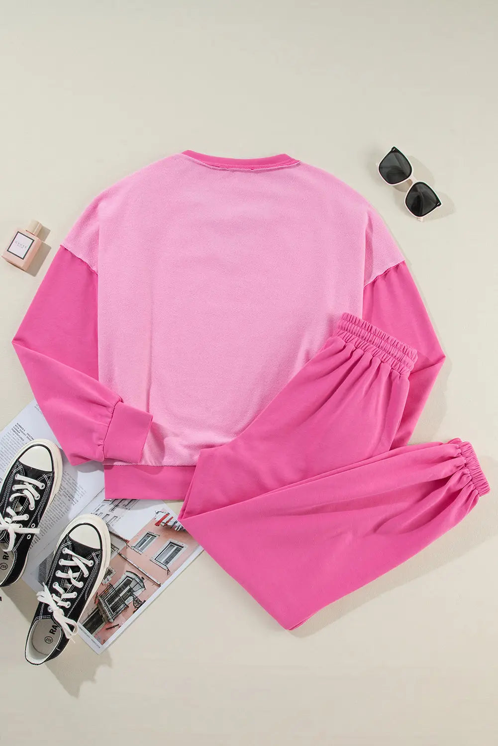 Bonbon Contrast Patchwork Pullover and Drawstring Joggers Set Dear-Lover Dropshipping