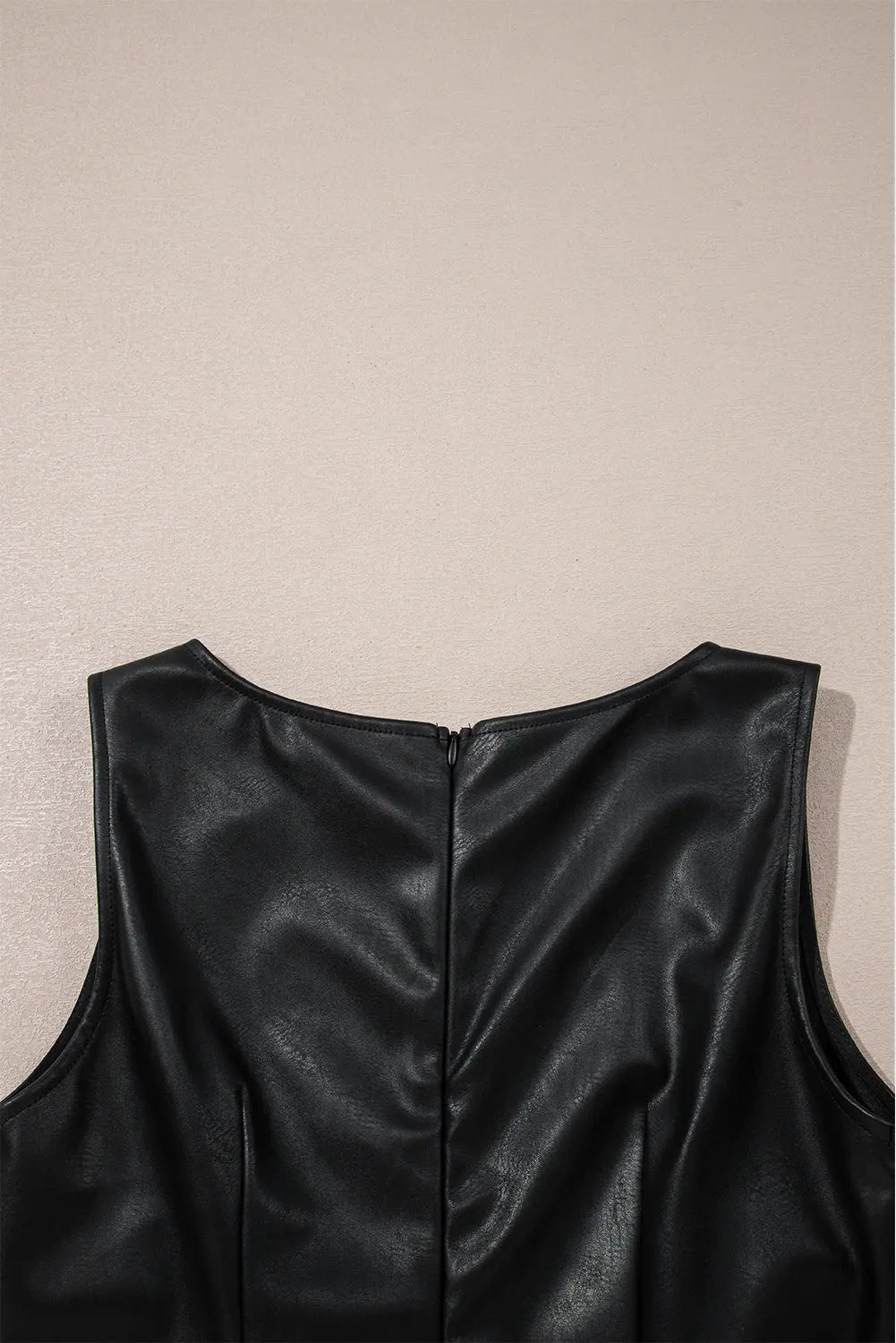 Black Vegan Leather Sleeveless Mini Dress Dear-Lover Dropshipping