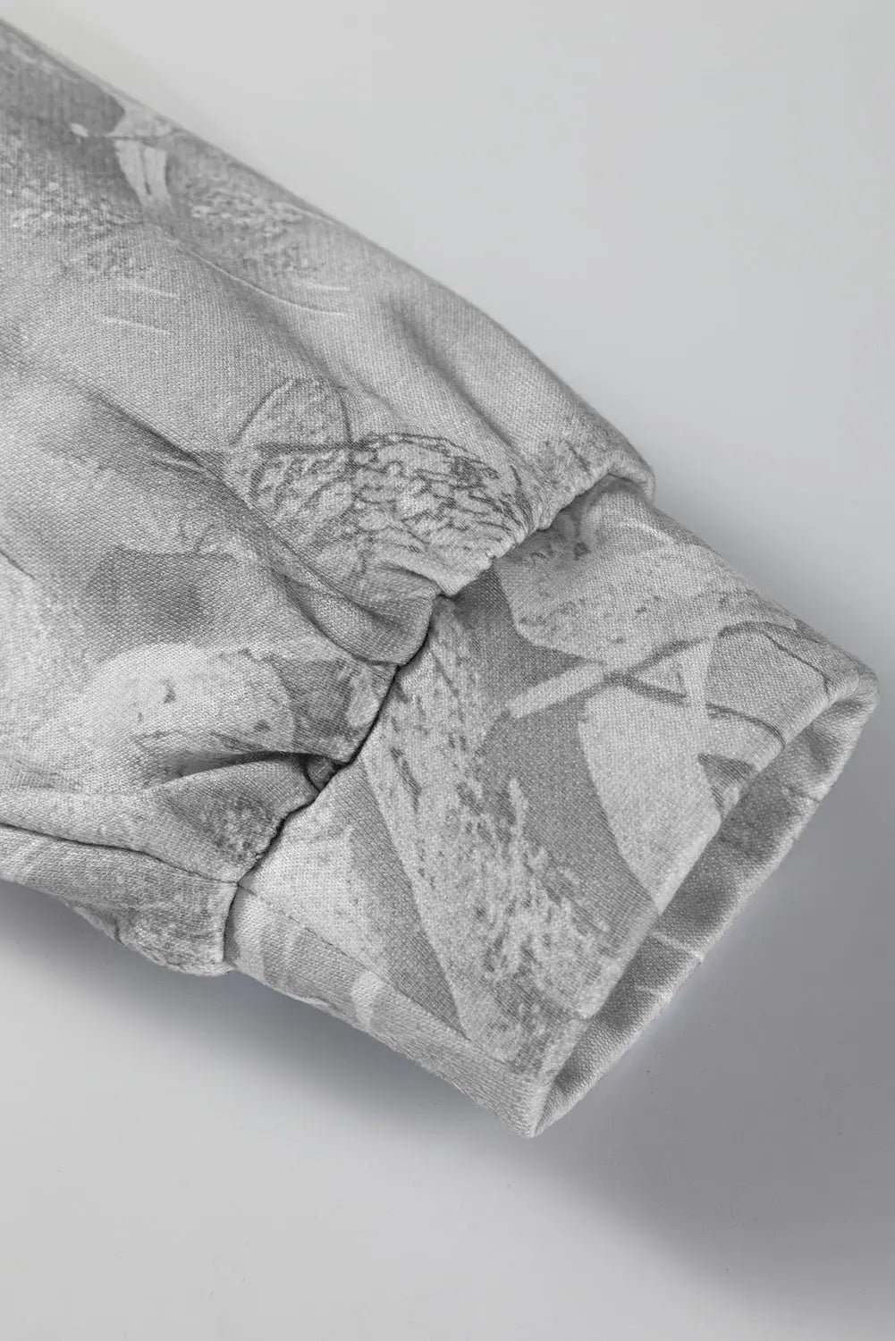 Gray Camouflage Woodland Print Oversized Sporty Hoodie