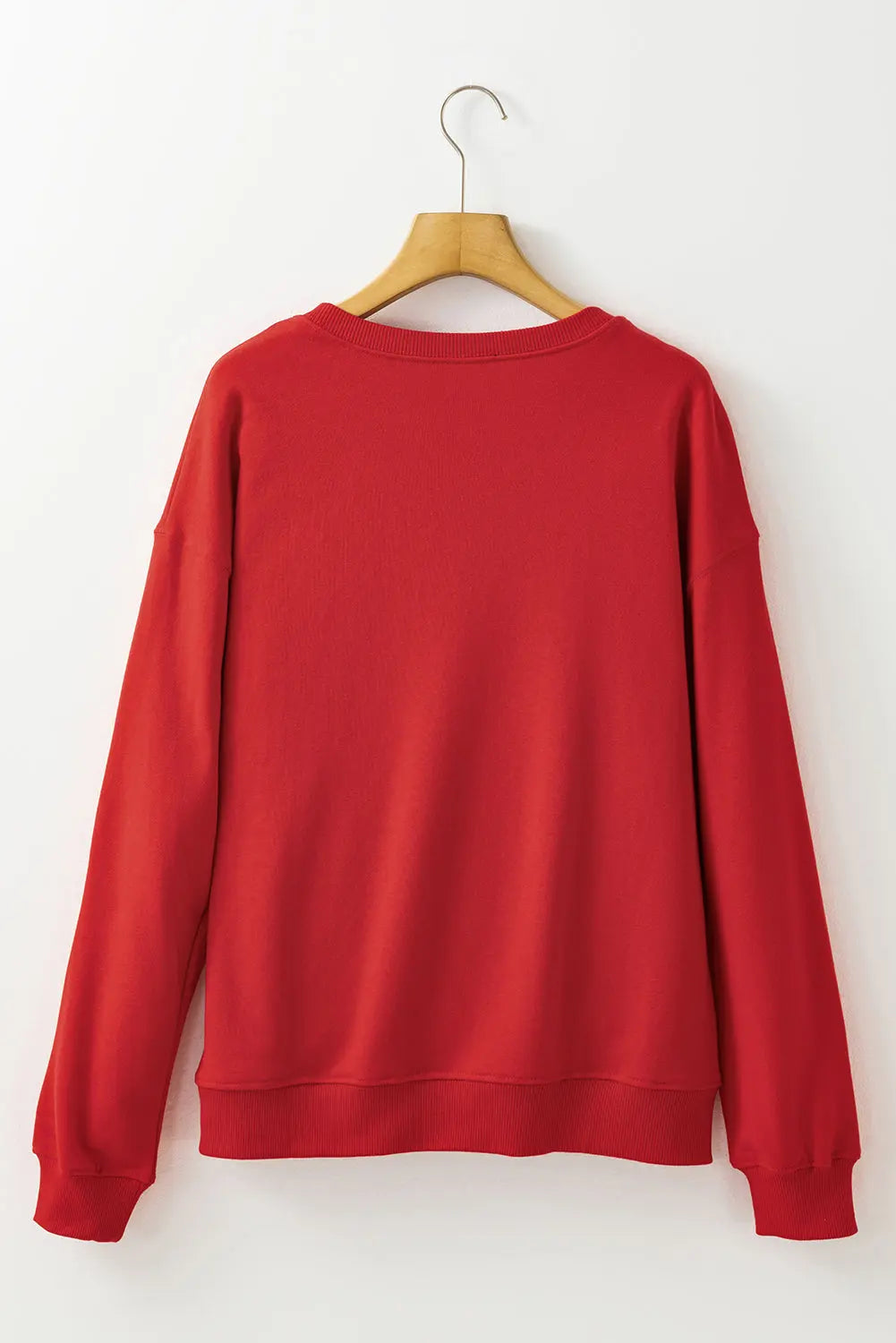 Red Heat Transfer HOLLY JOLLY Printing Christmas Pullover Sweatshirt Dear-Lover Dropshipping