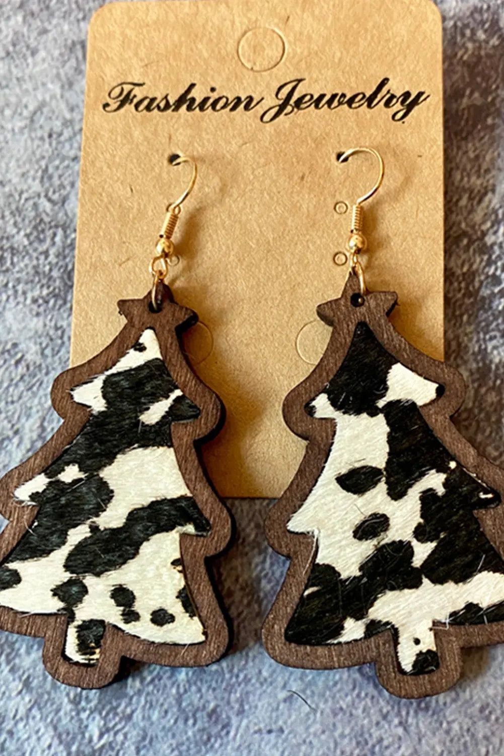 Black Cow Spots Christmas Tree Dangle Earrings Dear-Lover Dropshipping