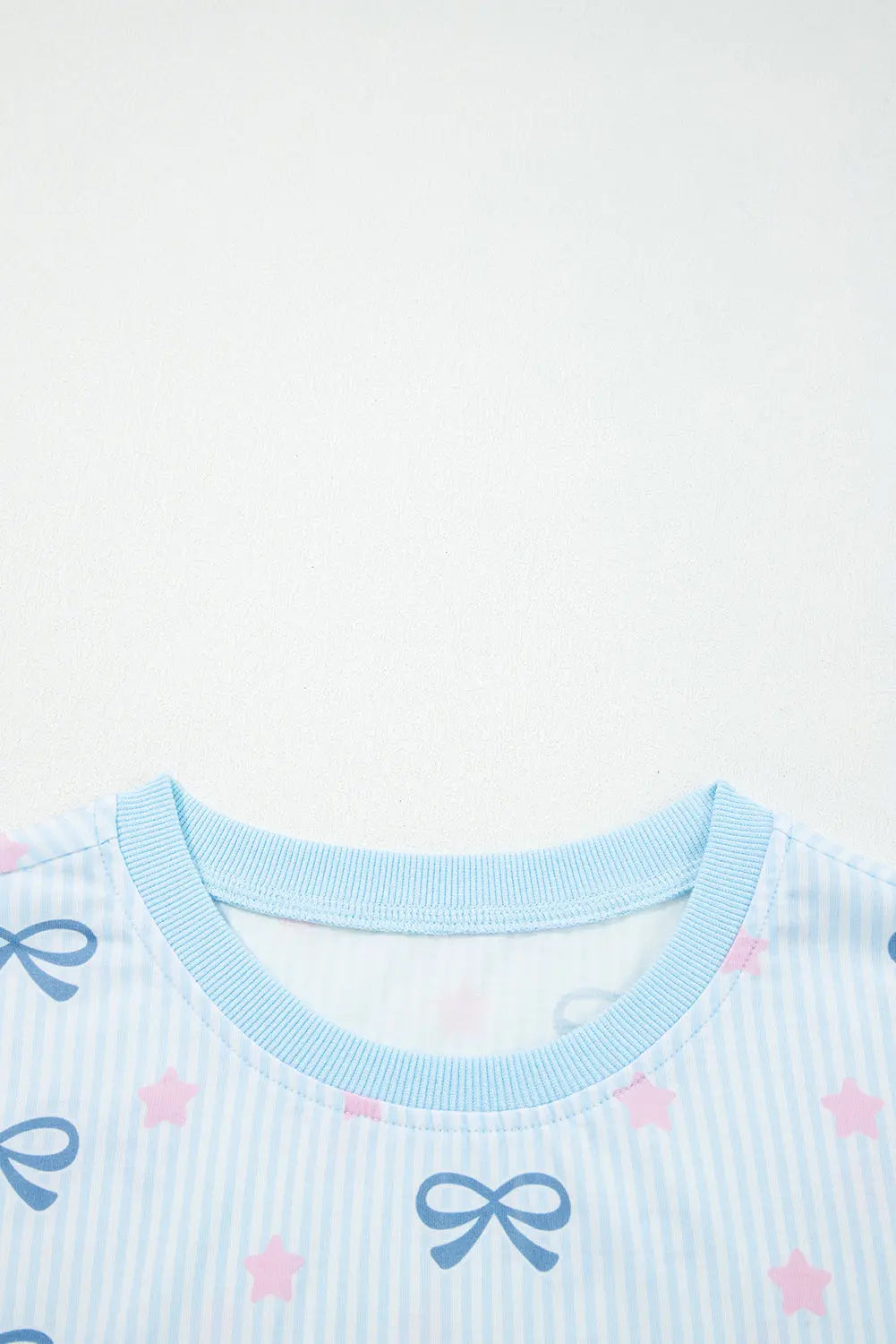 Sky Blue Stripe Bow Star Print Tied Detail 2pcs Lounge Set Dear-Lover Dropshipping