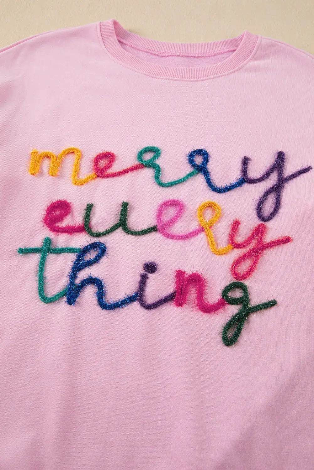 Peach Blossom Merry Every Thing Tinsel Slogan Sweatshirt Dear-Lover Dropshipping
