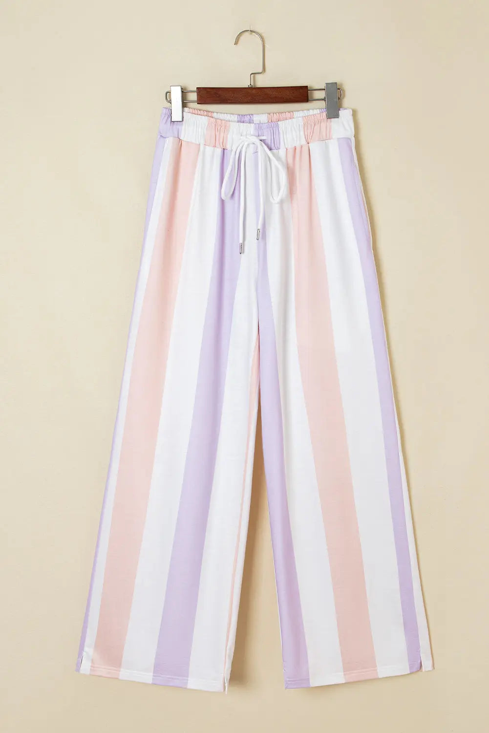 Purple Stripe Multicolored Print Drawstring Loose Pants with Side Pockets Dear-Lover Dropshipping