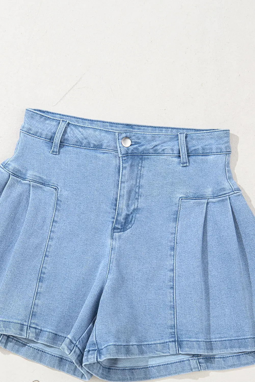 Dusk Blue Pleated Patchwork Wide Leg Lightweight Denim Shorts Dear-Lover Dropshipping