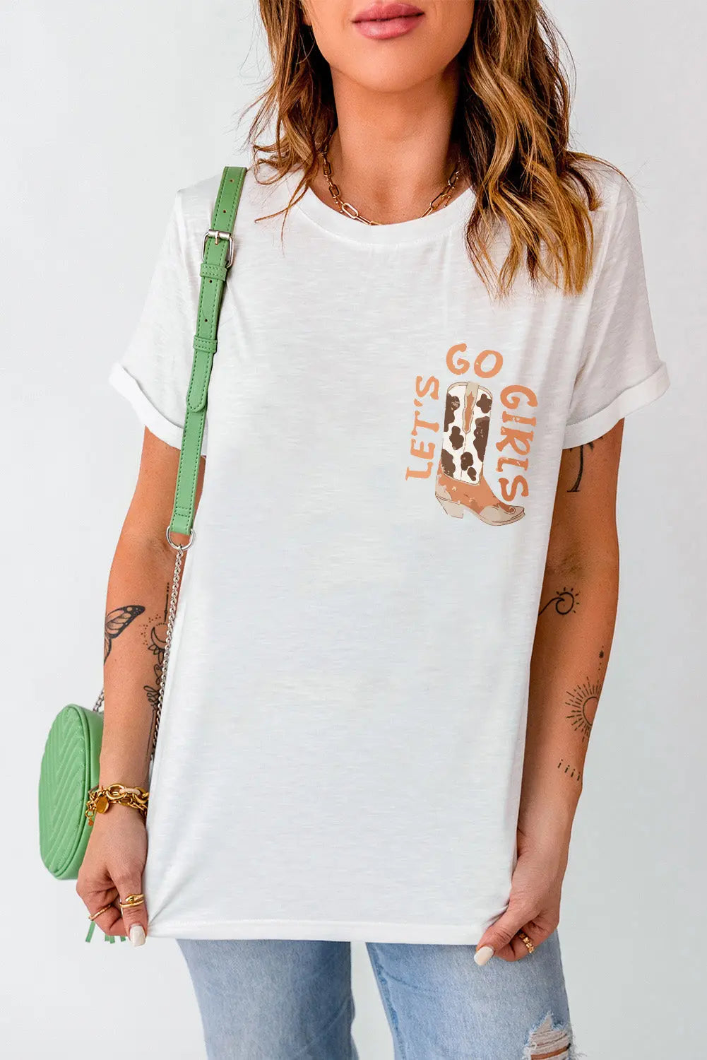White Double-Side Cowboy Hat & Boots Graphic Tee Dear-Lover Dropshipping