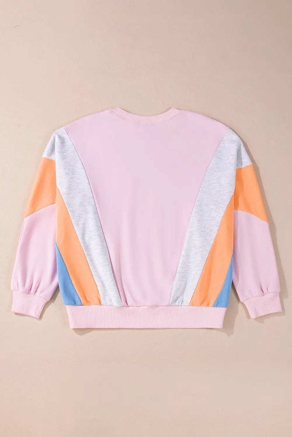 Light Pink Color Block Batwing Sleeve Loose Fit Sweatshirt Dear-Lover Dropshipping
