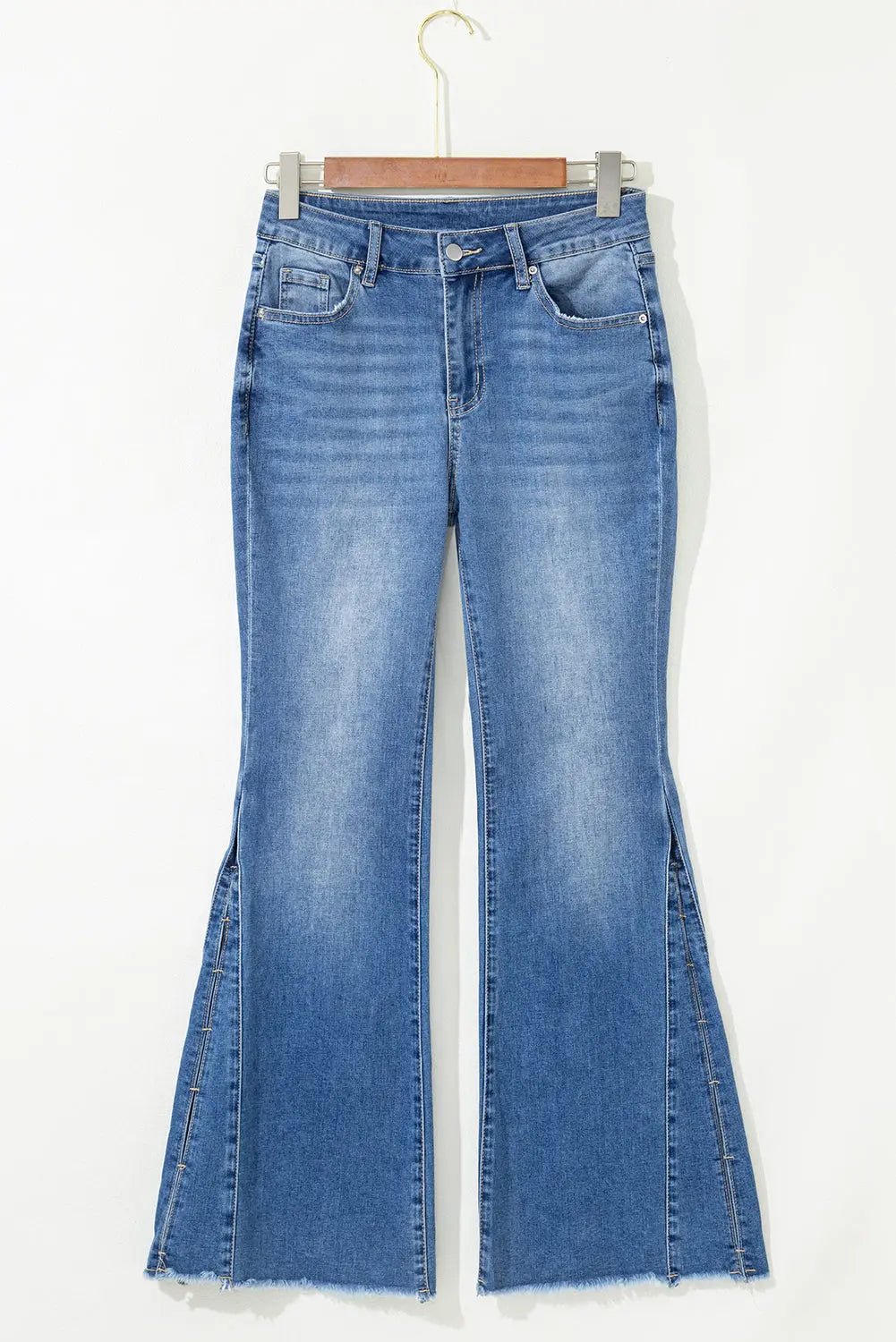 Ashleigh Blue Cut out Side Frayed Hemline Flare Jeans Dear-Lover Dropshipping