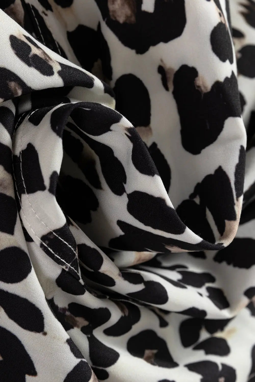 Multicolour Button Striped Collar Leopard Print Long Sleeve Flared Dress Dear-Lover Dropshipping