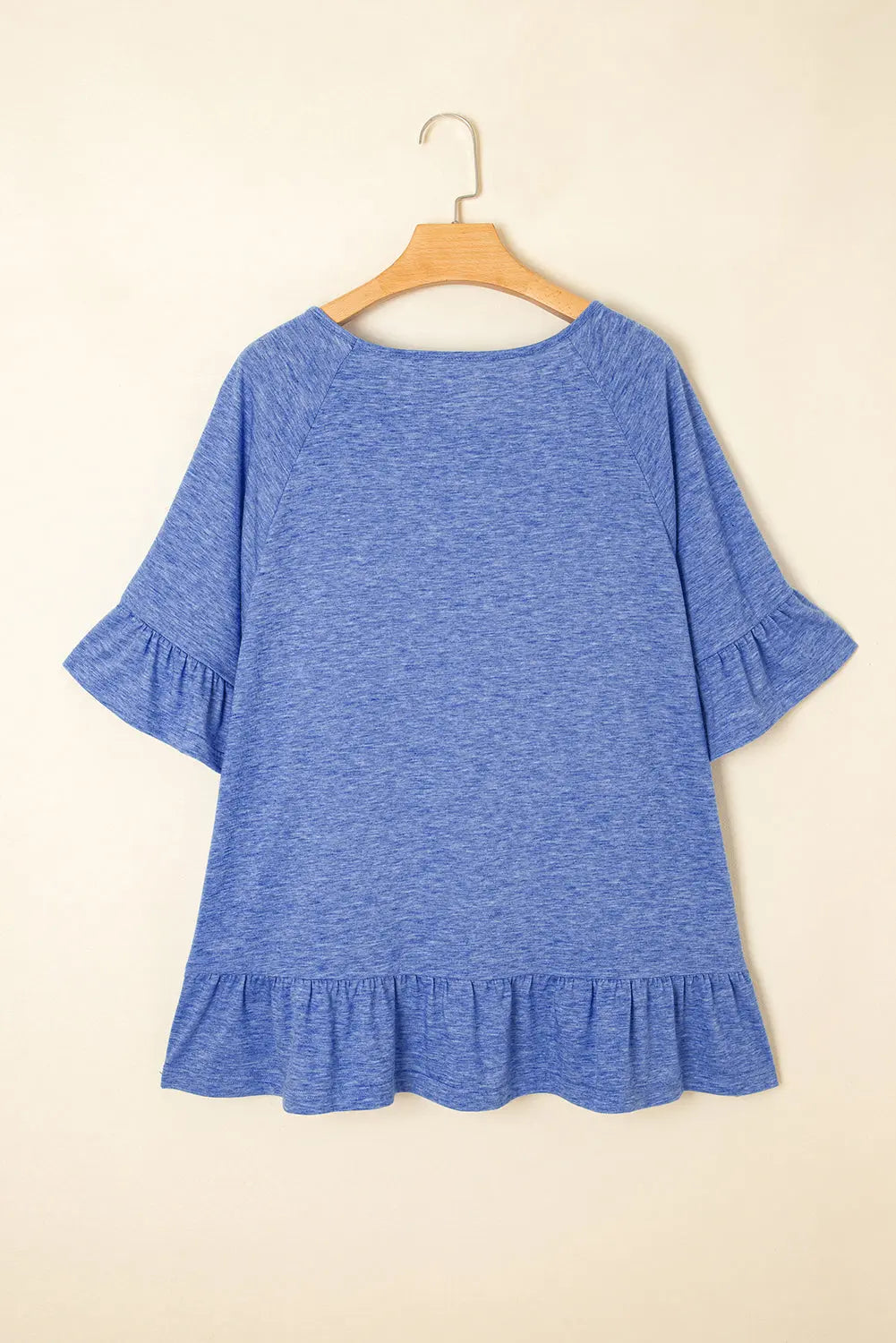 Dusk Blue Ruffled Short Sleeve Plus Size Casual Blouse Dear-Lover Dropshipping