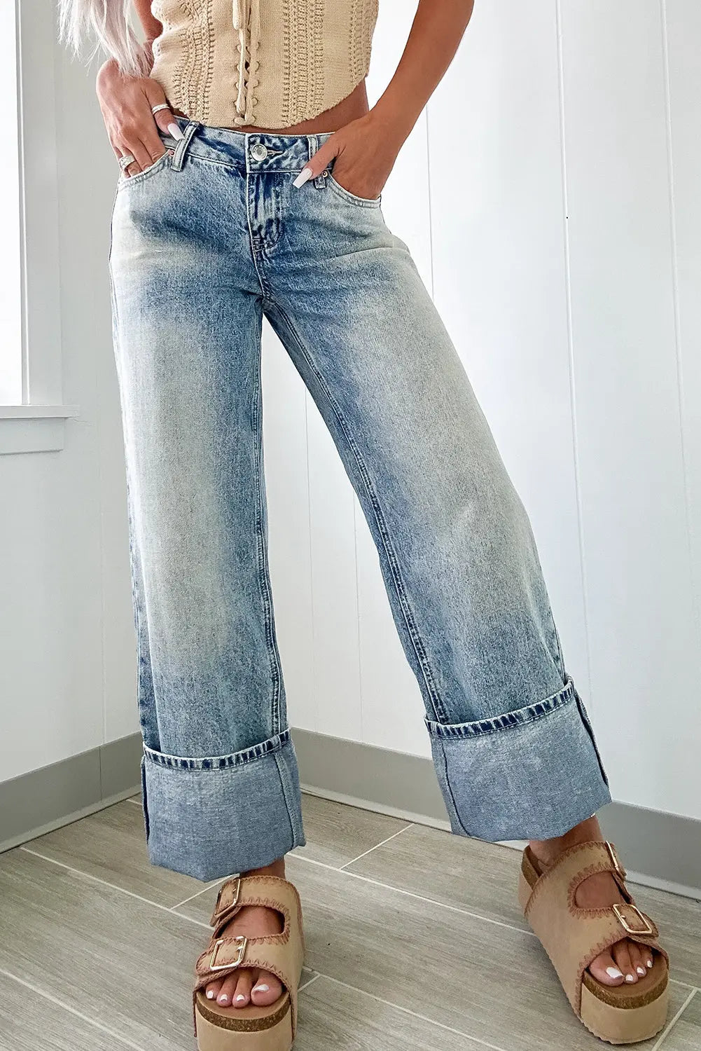 Myosotis High Rise Button Zip Fly Medium Wash Jeans Dear-Lover Dropshipping