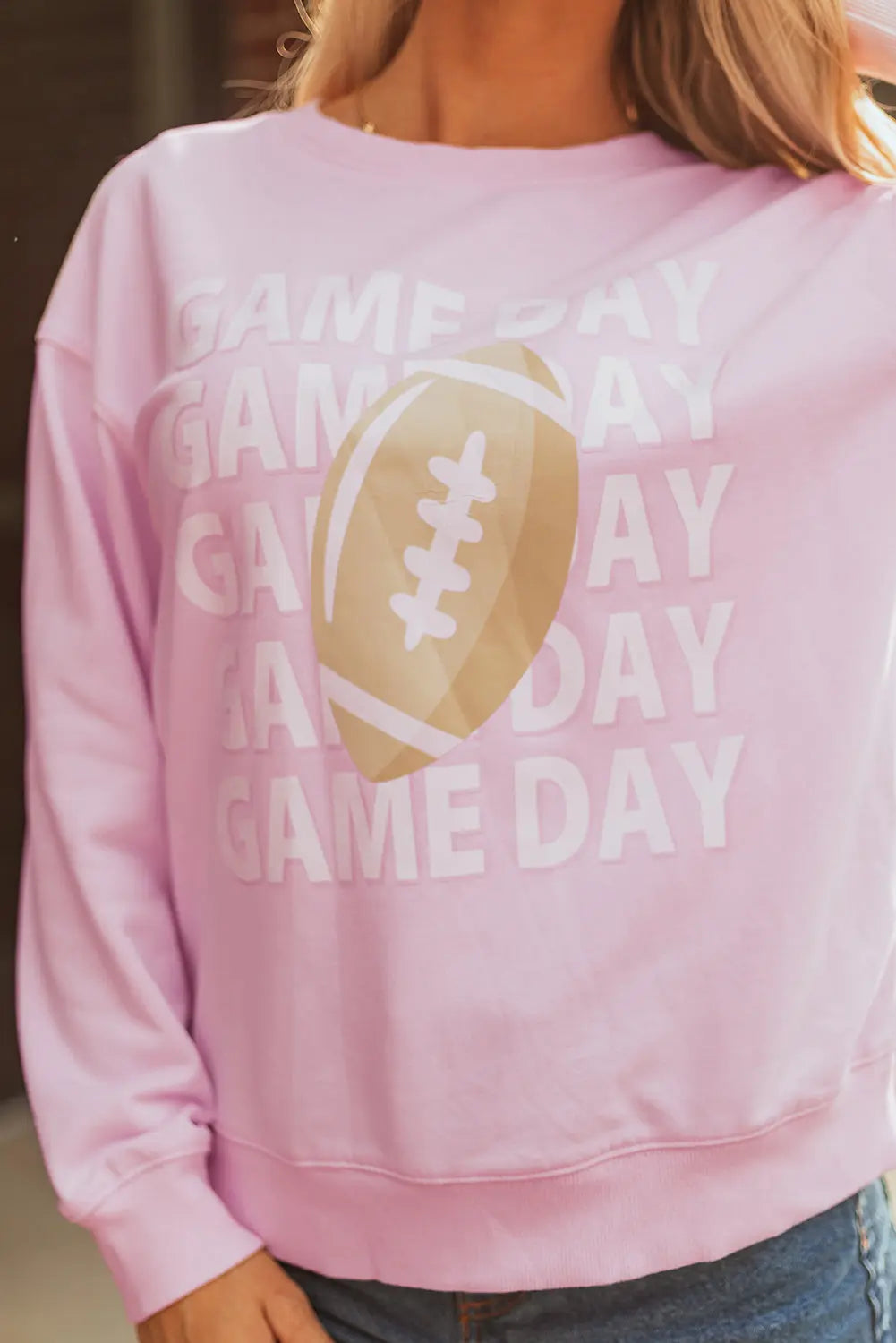 Pink GAME DAY Football Rugby Print Casual Sweatshirt Dear-Lover Dropshipping