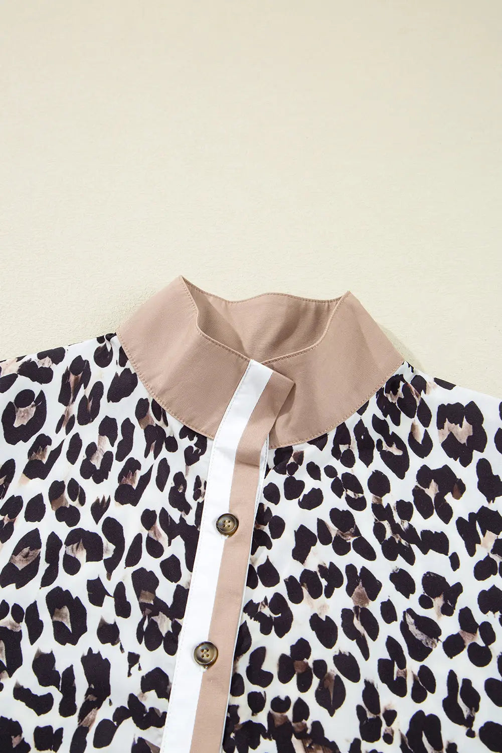 Multicolour Button Striped Collar Leopard Print Long Sleeve Flared Dress Dear-Lover Dropshipping