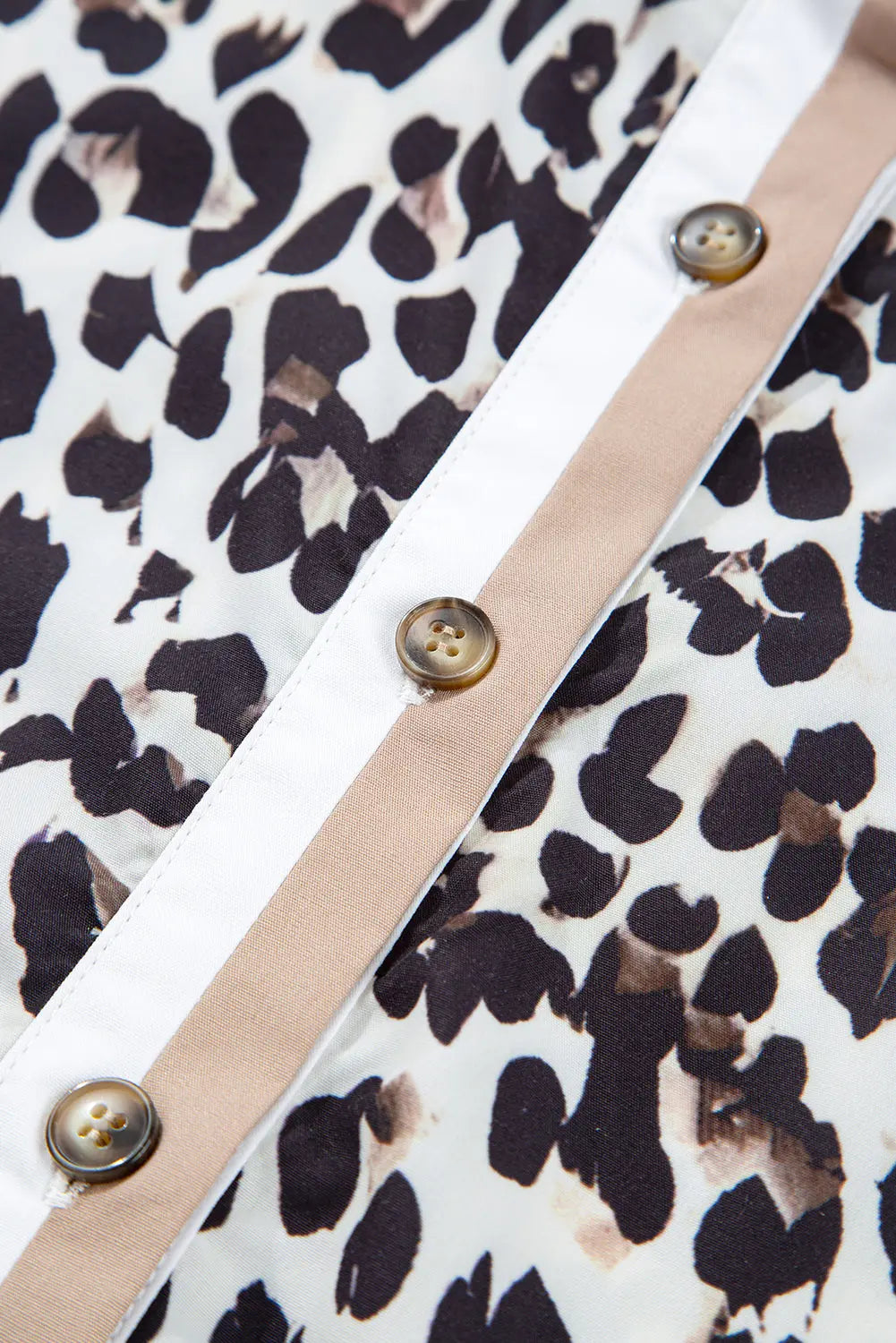 Multicolour Button Striped Collar Leopard Print Long Sleeve Flared Dress Dear-Lover Dropshipping