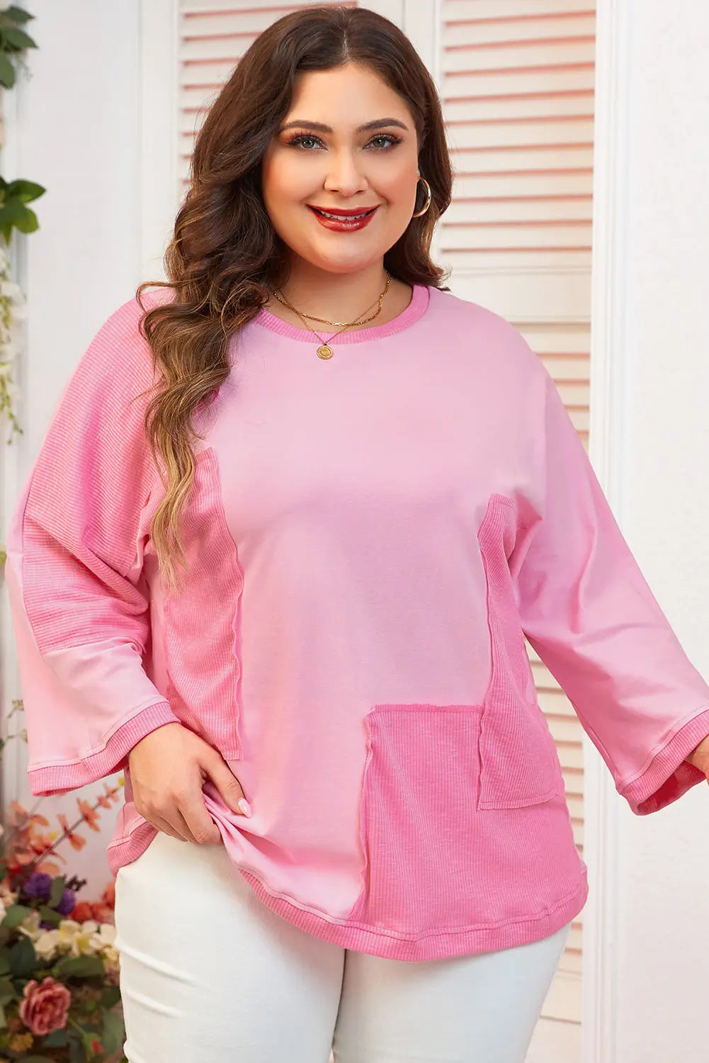 Bonbon Oversized Patched High Low Bracelet Sleeve Plus Size T Shirt Dear-Lover Dropshipping