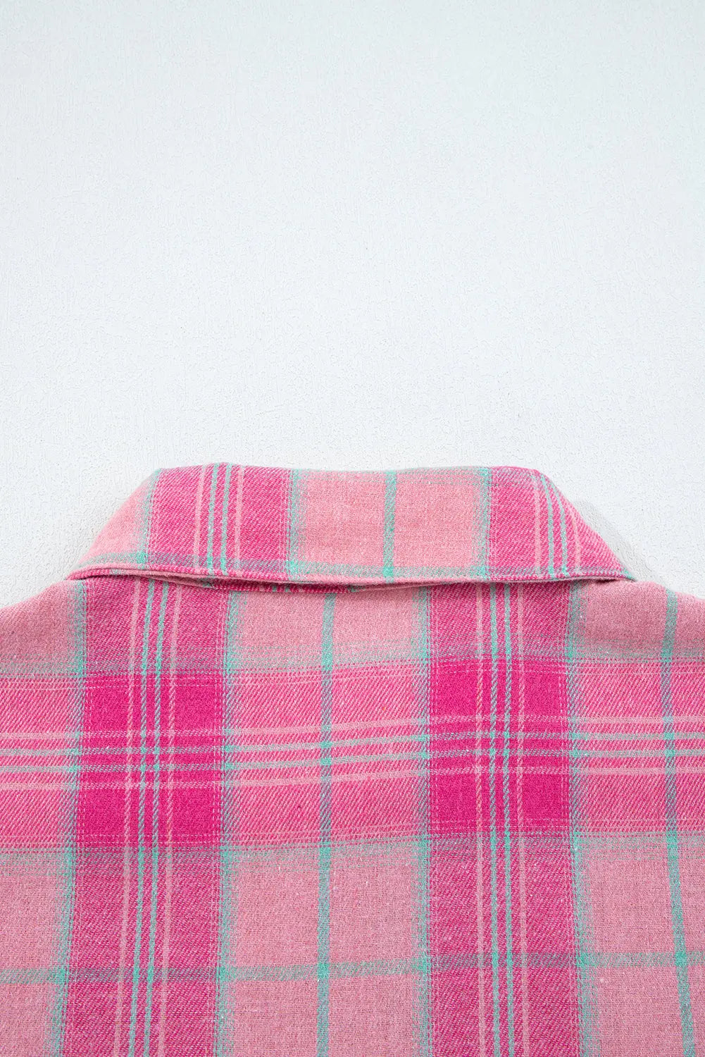 Sachet Pink Plaid Print Rounded Hem Long Sleeve Shirt with Pockets Dear-Lover Dropshipping