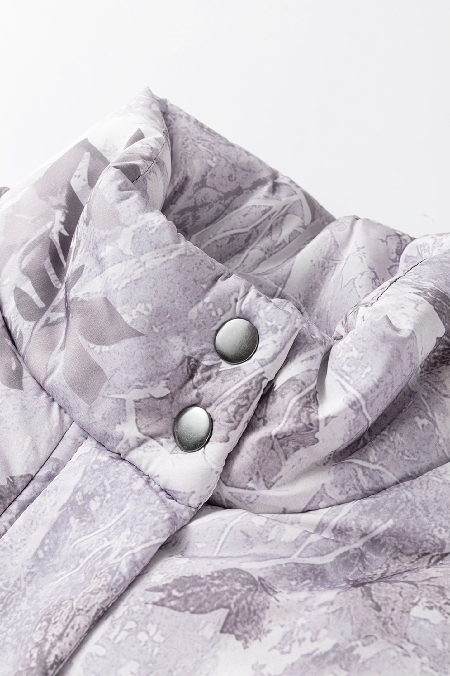 Gray Camo Leaf Print Winter Puffer Vest
