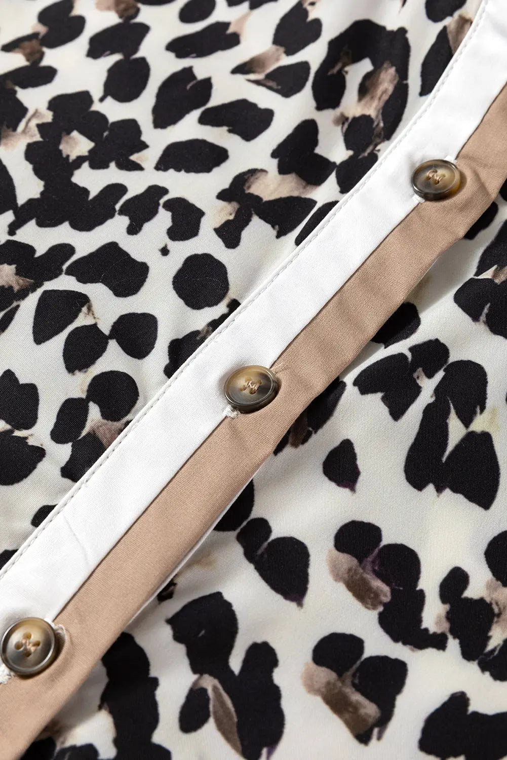 Multicolour Button Striped Collar Leopard Print Long Sleeve Flared Dress Dear-Lover Dropshipping