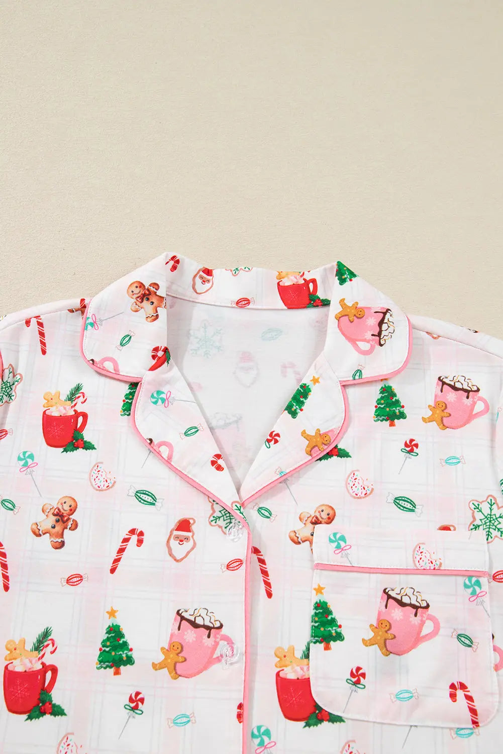 Pink Christmas Spirit Cute Holiday Print Short Sleeve Shirt and Pants 2pcs Pajama Set Dear-Lover Dropshipping