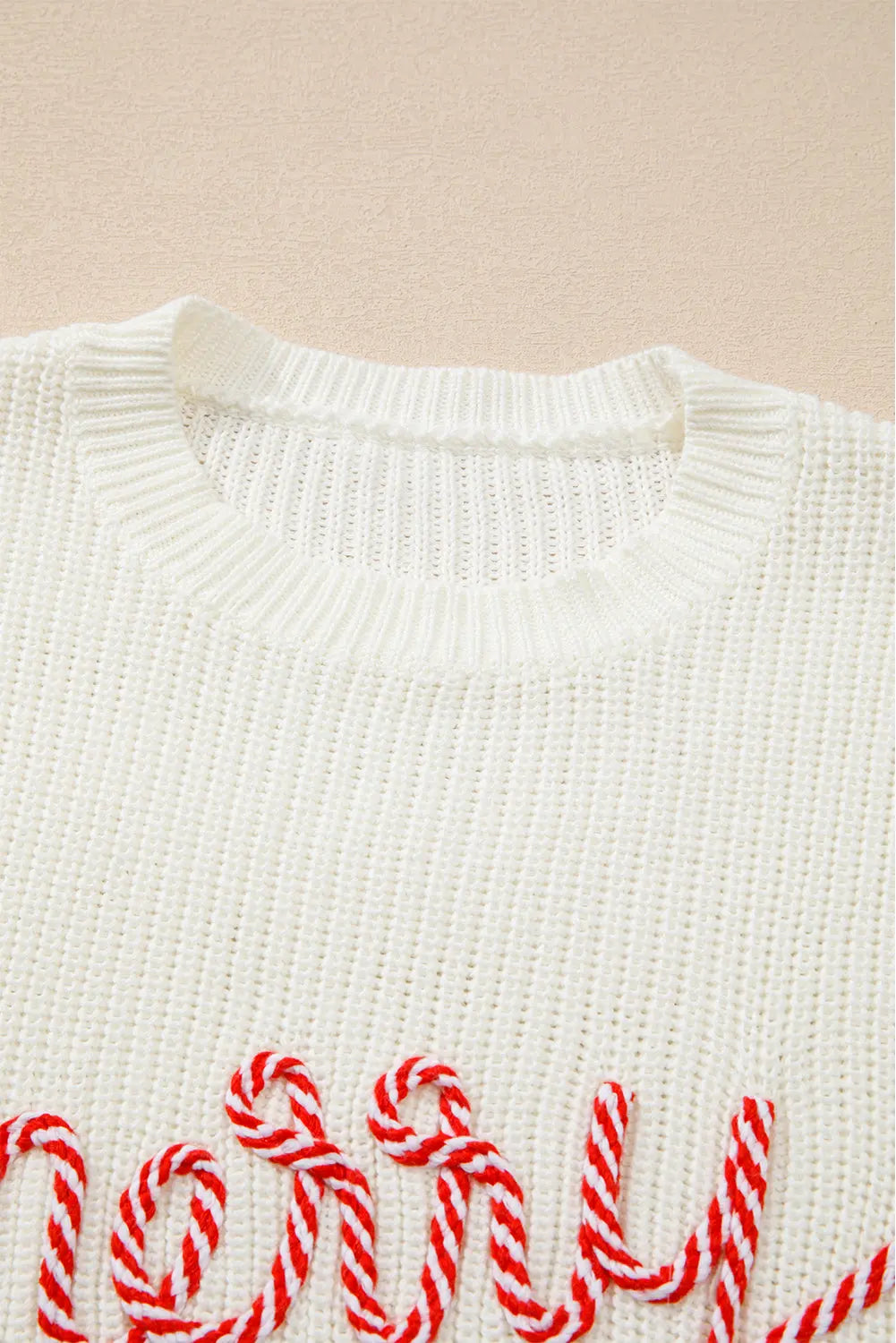 White Striped Merry Bright Letter Christmas Sweater Dear-Lover Dropshipping
