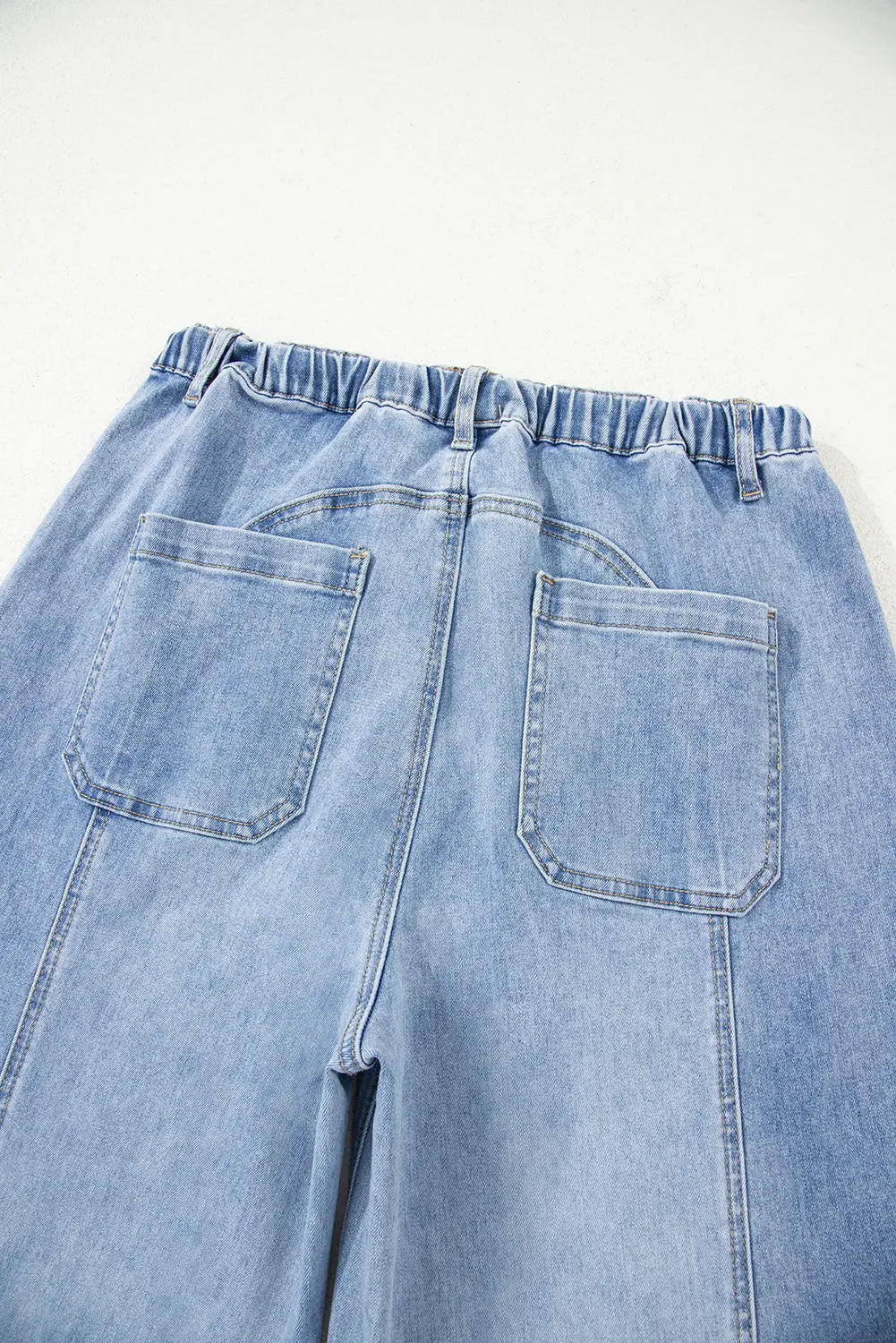 Beau Blue Drawstring Seam Detail Raw Hem Wide Leg Denim Pants Dear-Lover Dropshipping