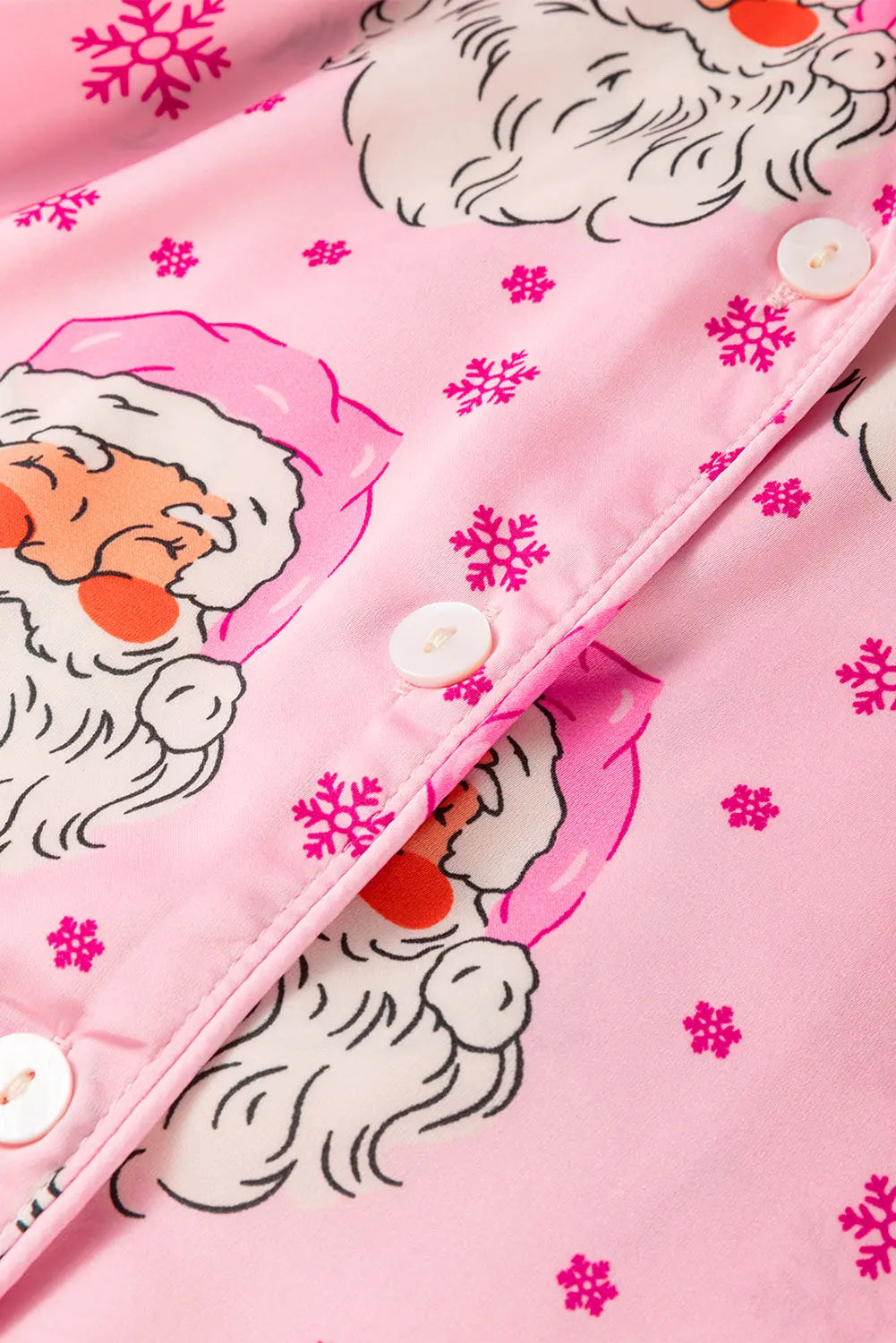 Pink Santa Claus Snowflake Long Sleeve Shirt Christmas Pajama Set Dear-Lover Dropshipping