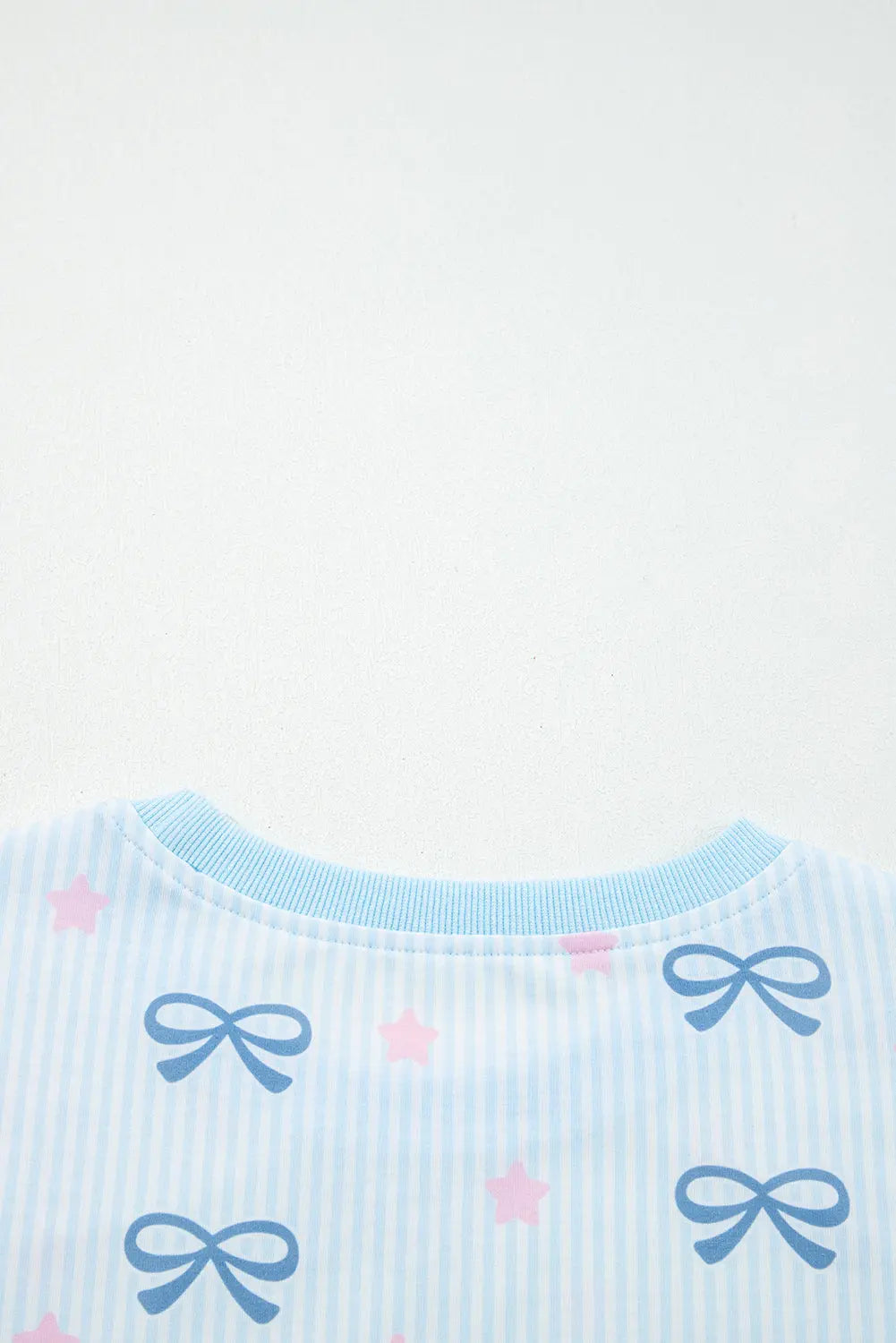 Sky Blue Stripe Bow Star Print Tied Detail 2pcs Lounge Set Dear-Lover Dropshipping