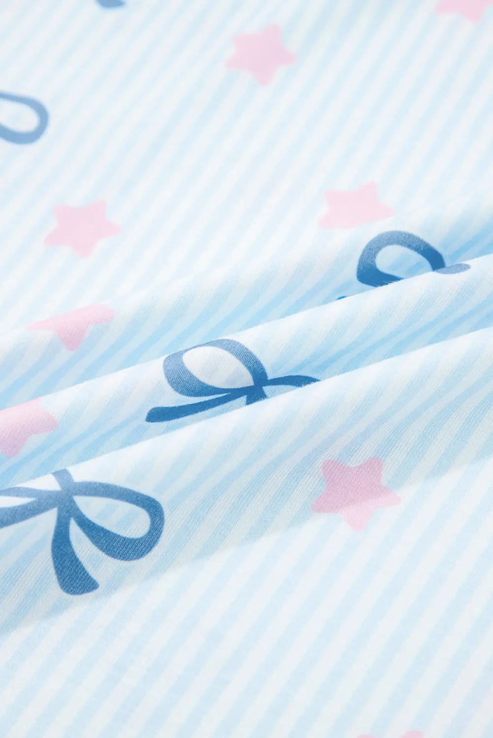 Sky Blue Stripe Bow Star Print Tied Detail 2pcs Lounge Set Dear-Lover Dropshipping