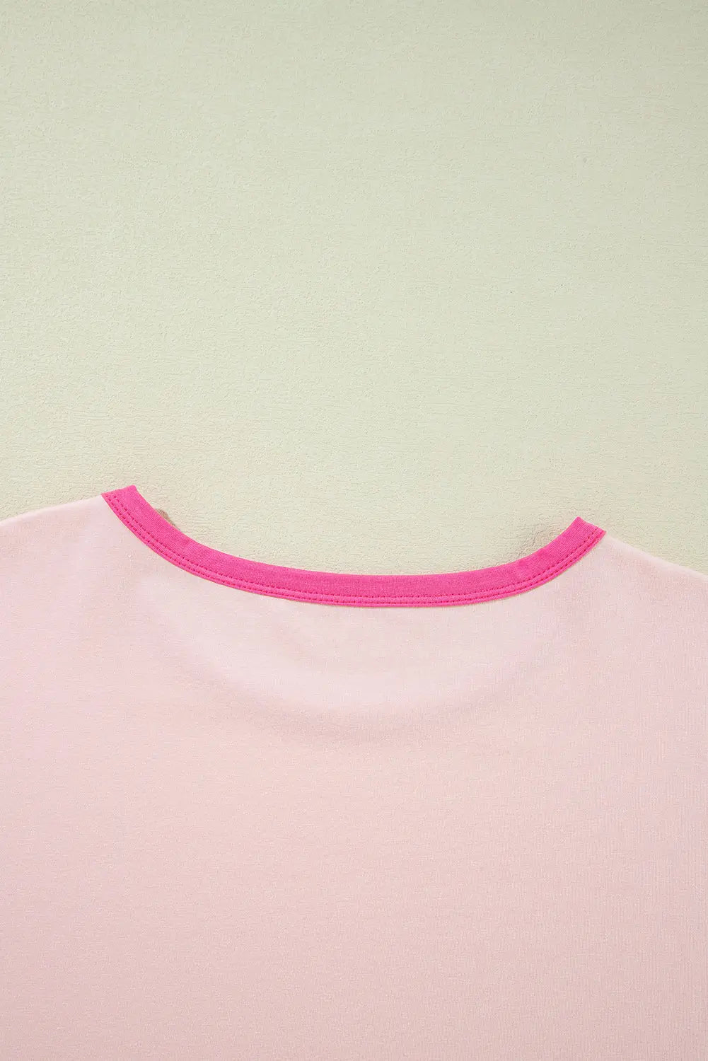Pink Color Block Stitching Sleeve Round Neck Oversize Top Dear-Lover Dropshipping