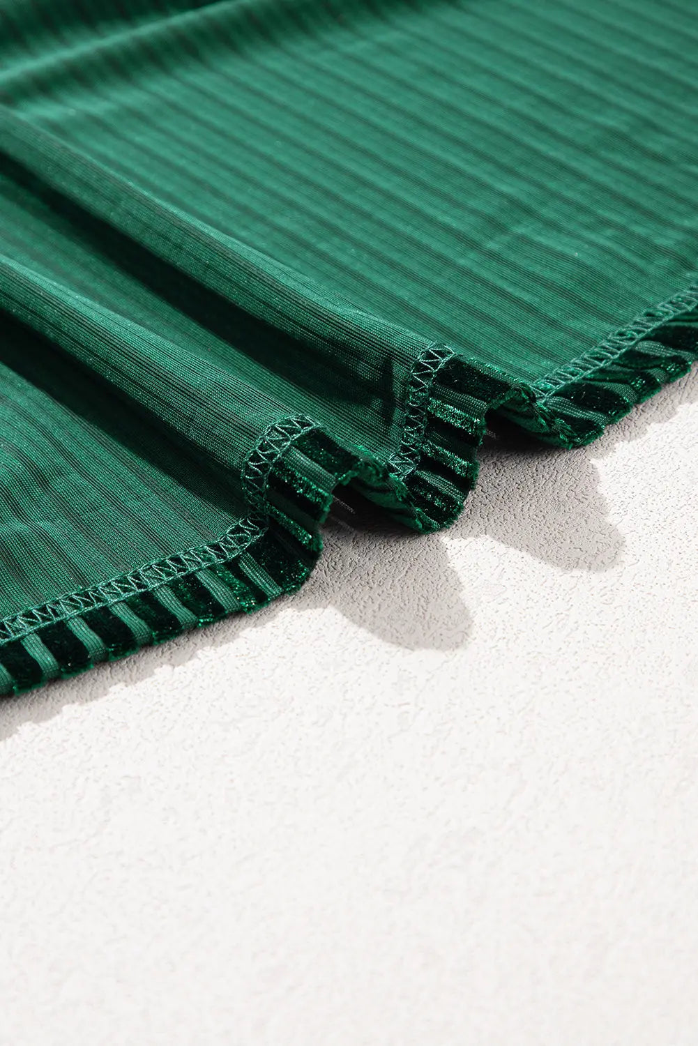 Blackish Green Smocked Ribbed Velvet Babydoll Top Dear-Lover Dropshipping