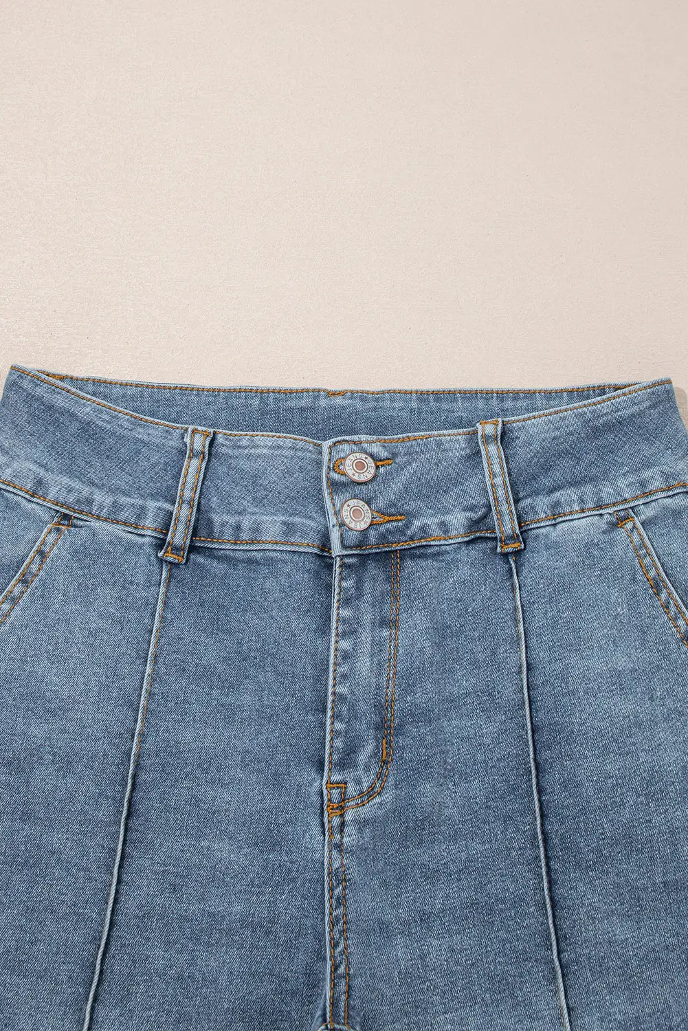 Dusk Blue 2 Button High Waist Piping Trim Bootcut Jeans Dear-Lover Dropshipping