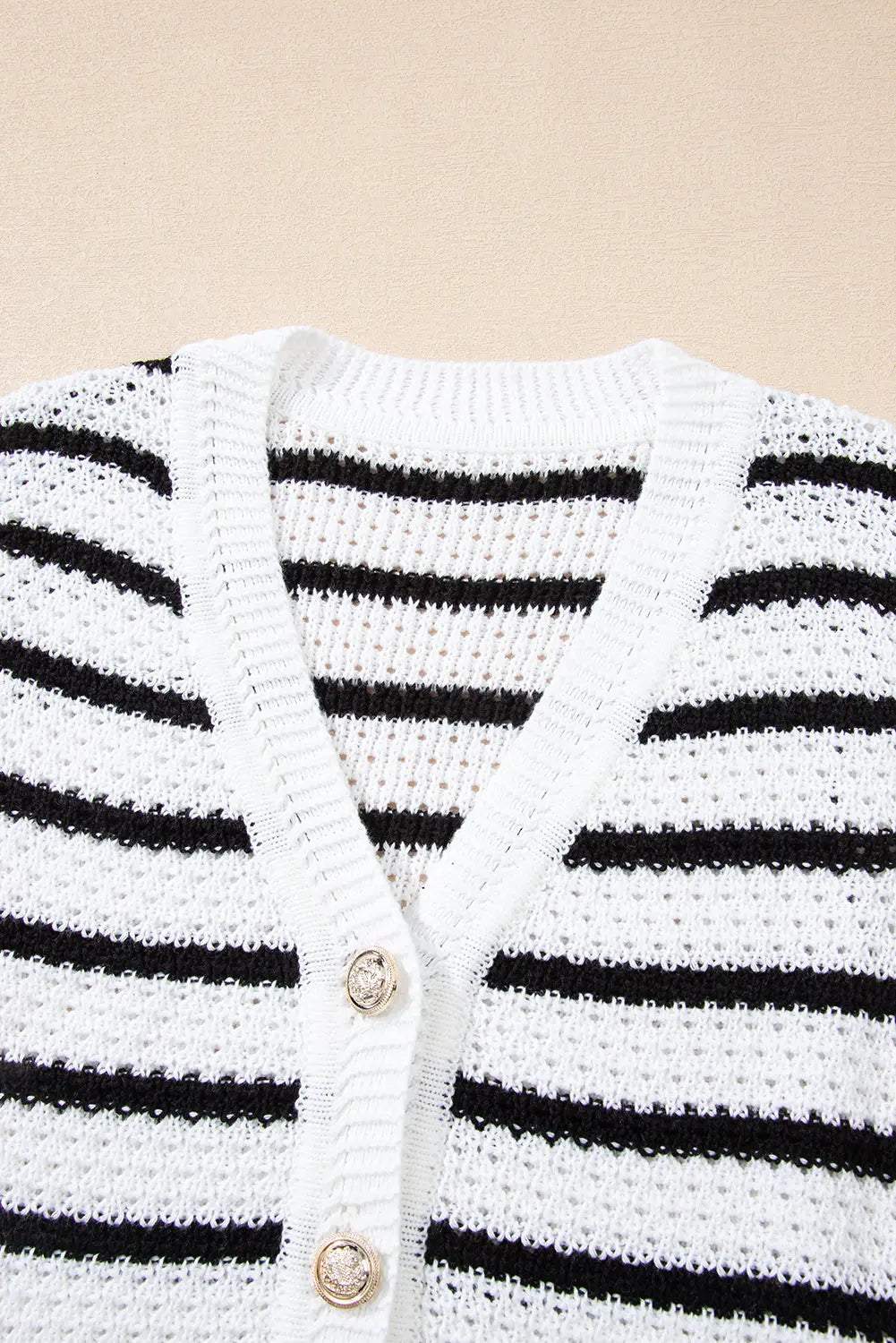 Black Stripe V Neck Gold Buttons Elegant Sweater Vest Dear-Lover Dropshipping
