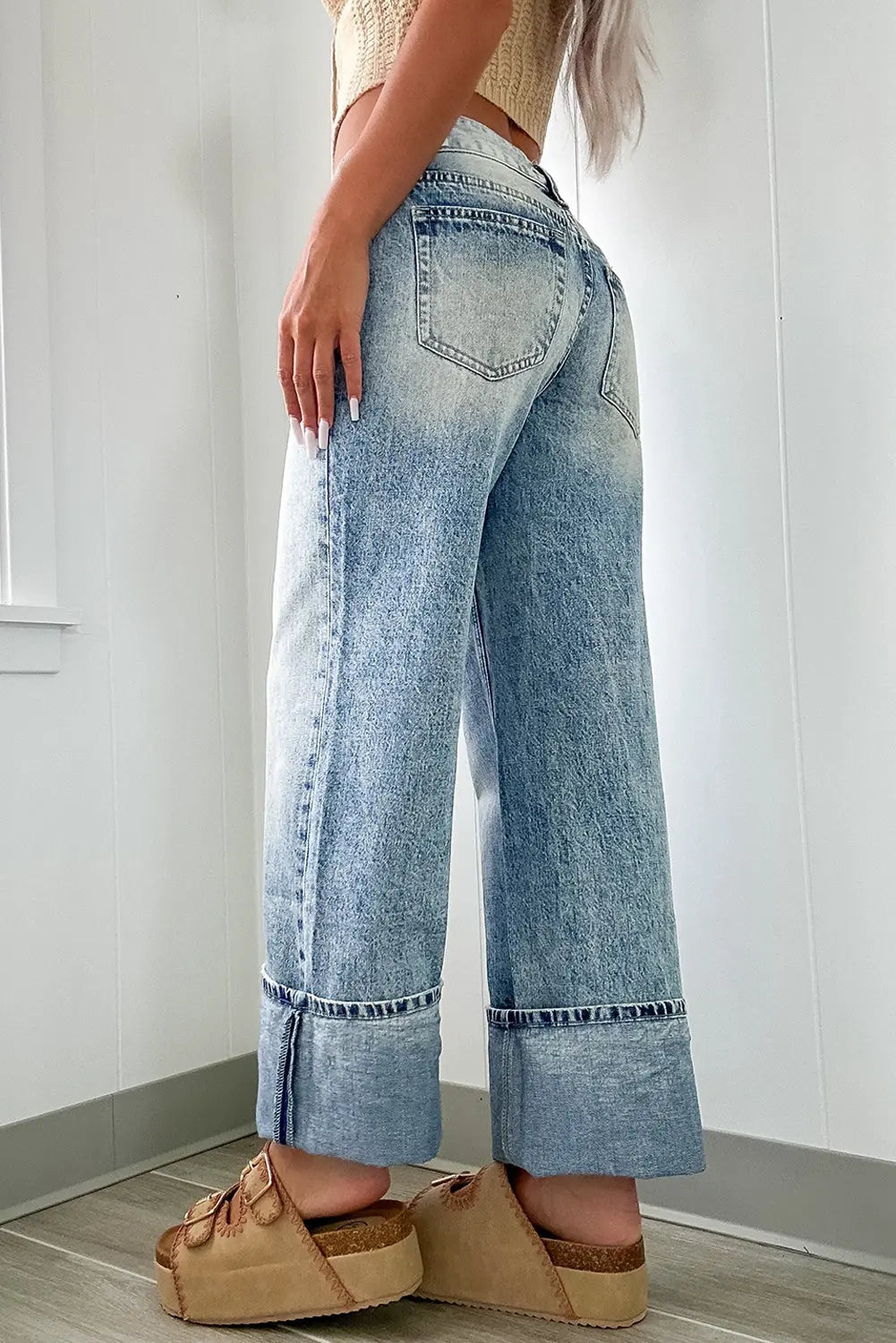 Myosotis High Rise Button Zip Fly Medium Wash Jeans Dear-Lover Dropshipping