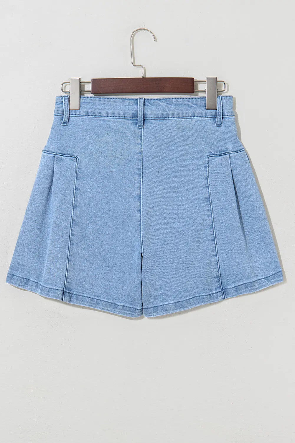 Dusk Blue Pleated Patchwork Wide Leg Lightweight Denim Shorts Dear-Lover Dropshipping