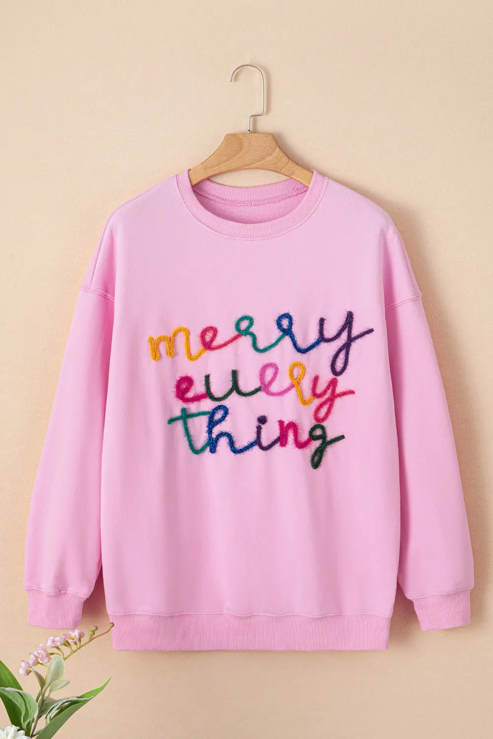 Peach Blossom Merry Every Thing Tinsel Slogan Sweatshirt Dear-Lover Dropshipping
