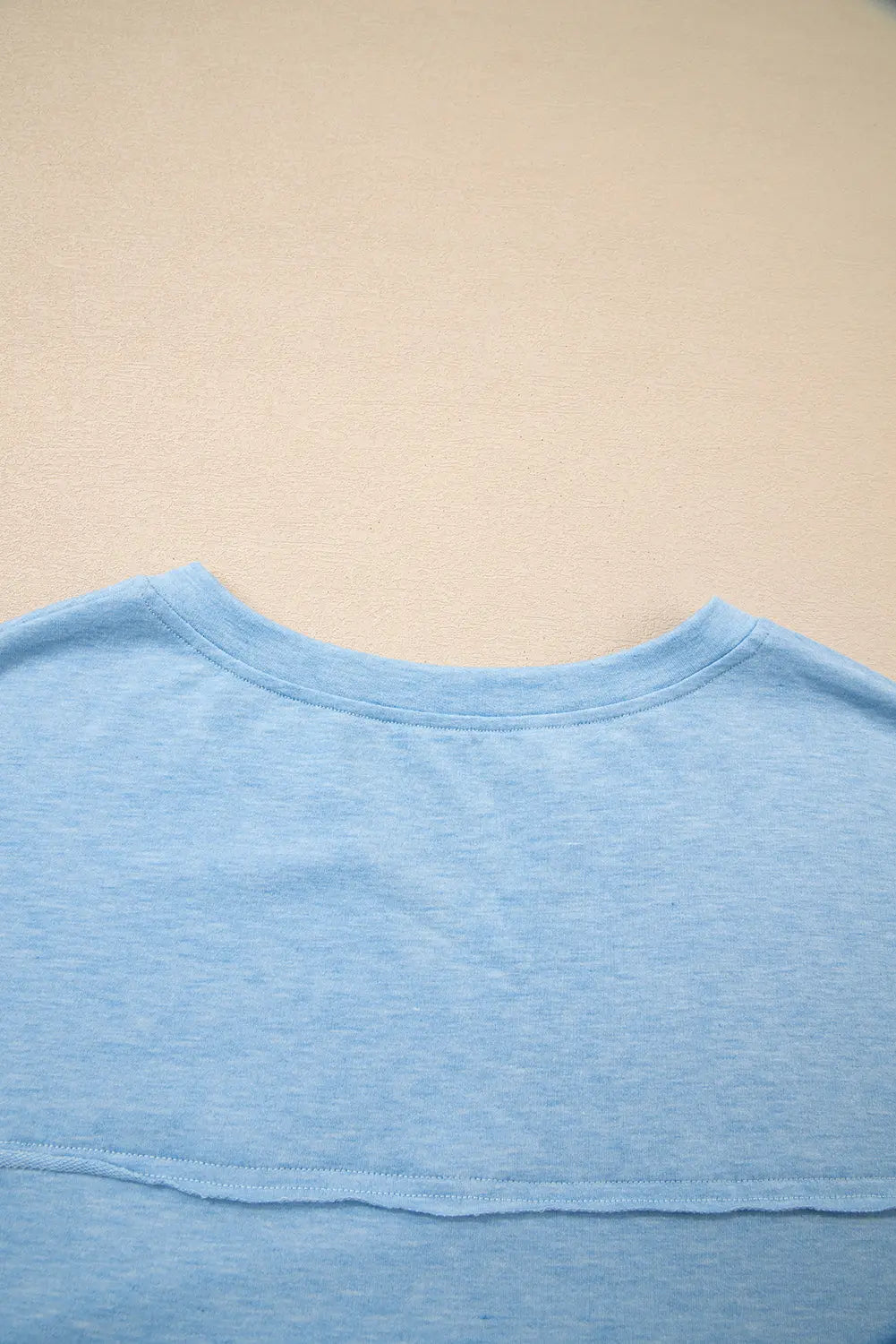 Myosotis Notched Neck Terry Raw Hem Long Sleeve Top Dear-Lover Dropshipping