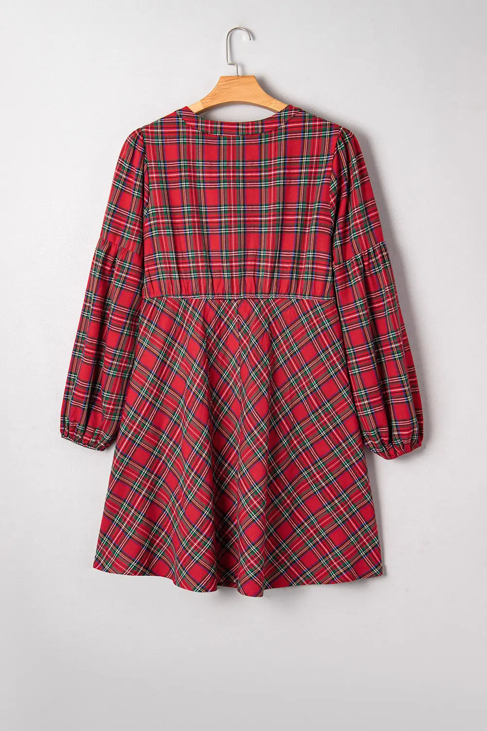 Red Plus Size Plaid Half Button Long Sleeve Holiday Dress Dear-Lover Dropshipping