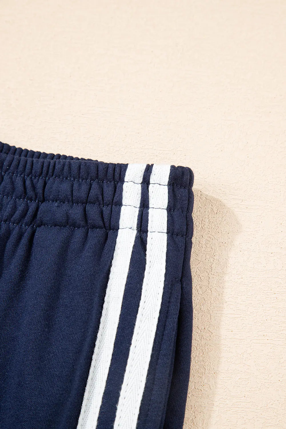 Dirty blue Varsity Striped Detail Crewneck Pullover Elastic Sweatpants 2pcs Outfit Dear-Lover Dropshipping