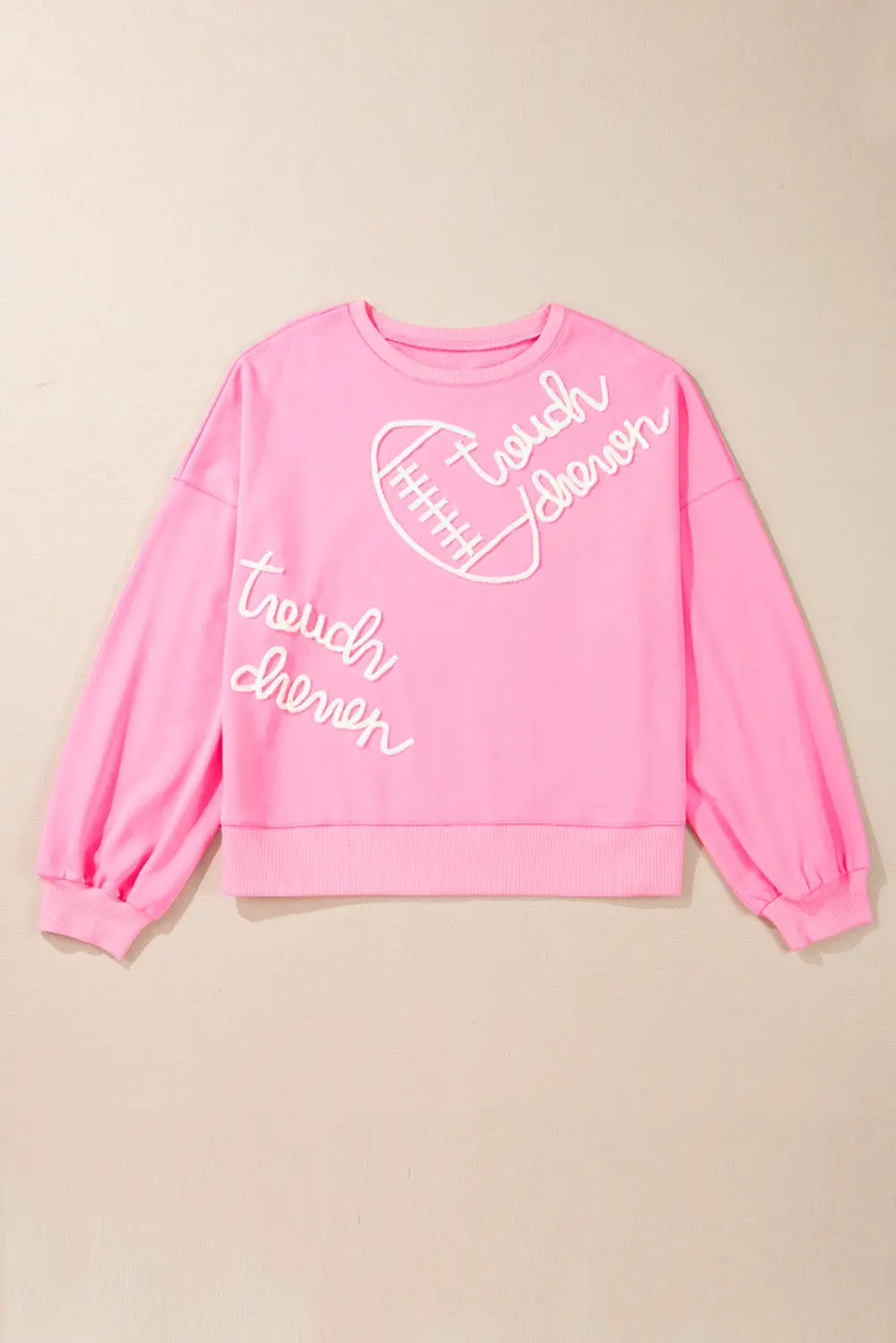 Pink Touch Down Rugby Football Embroidered Plus Size Sweatshirt Dear-Lover Dropshipping
