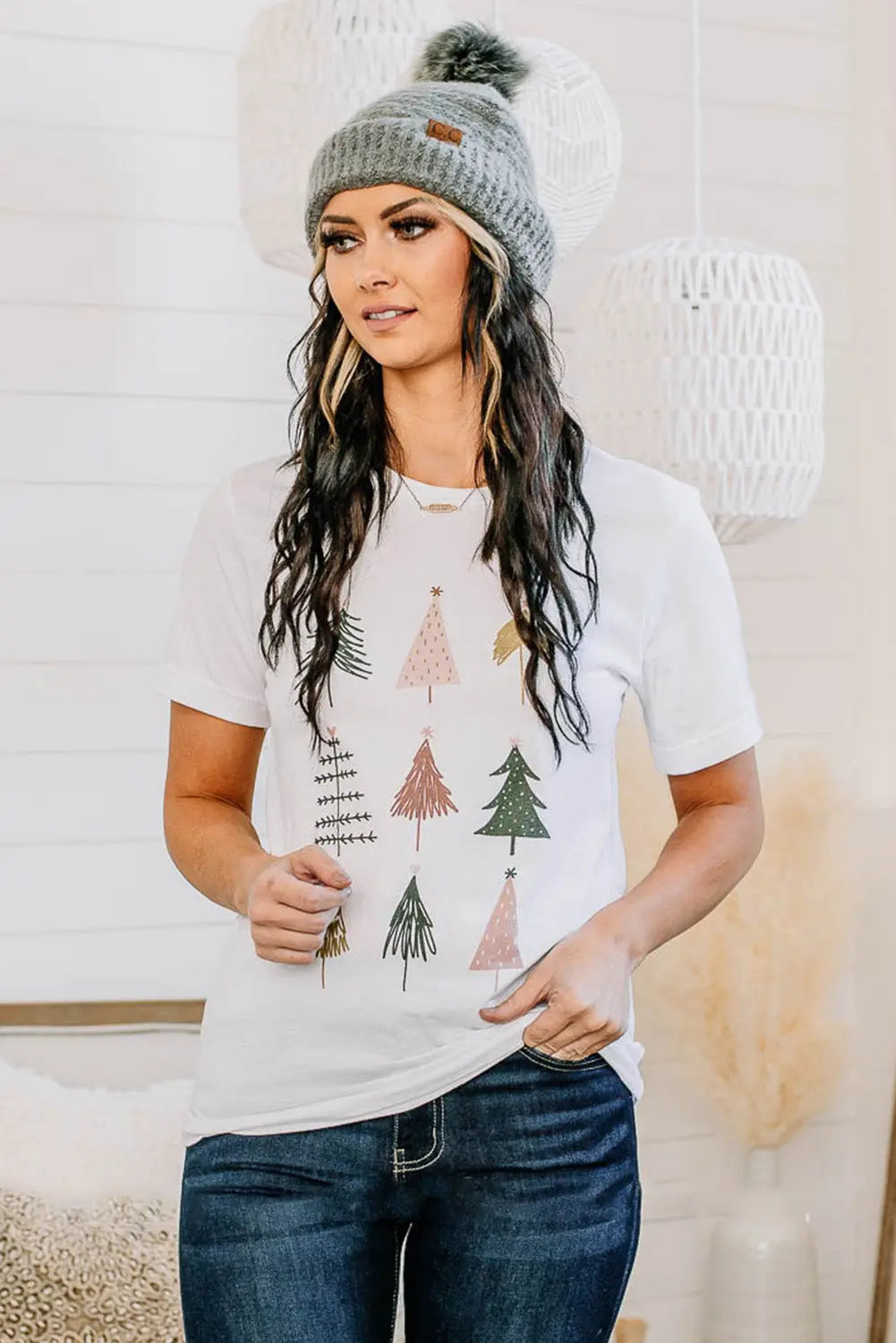 White Christmas Tree Graphic Tee Dear-Lover Dropshipping