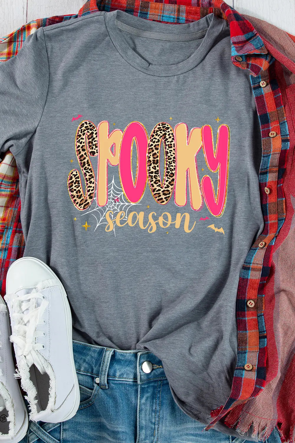 Gray Spooky Season Playful Halloween Graphic T Shirt Dear-Lover Dropshipping